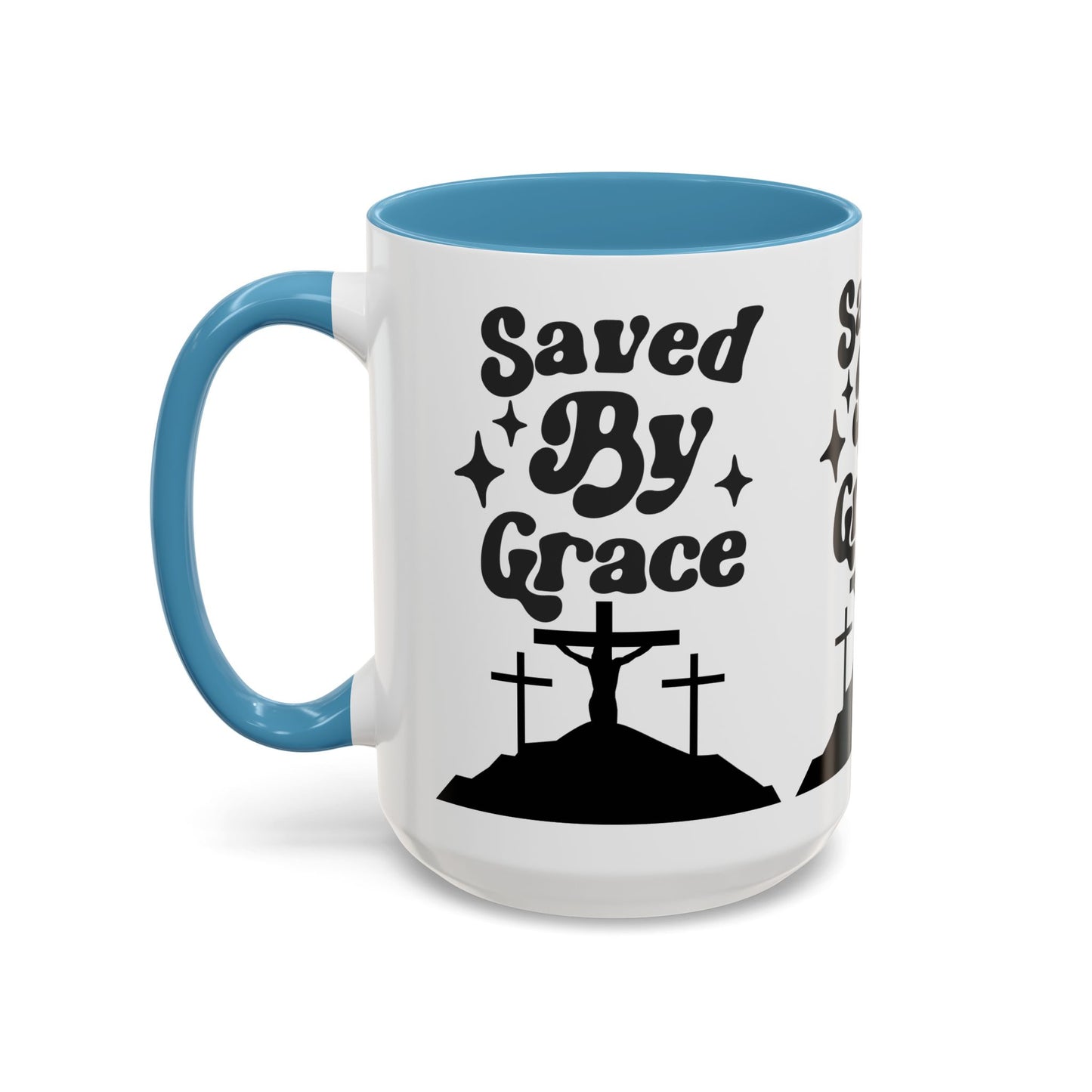 Saved By Grace Accent Coffee Mug - Inspirational Christian Gift (11, 15oz)