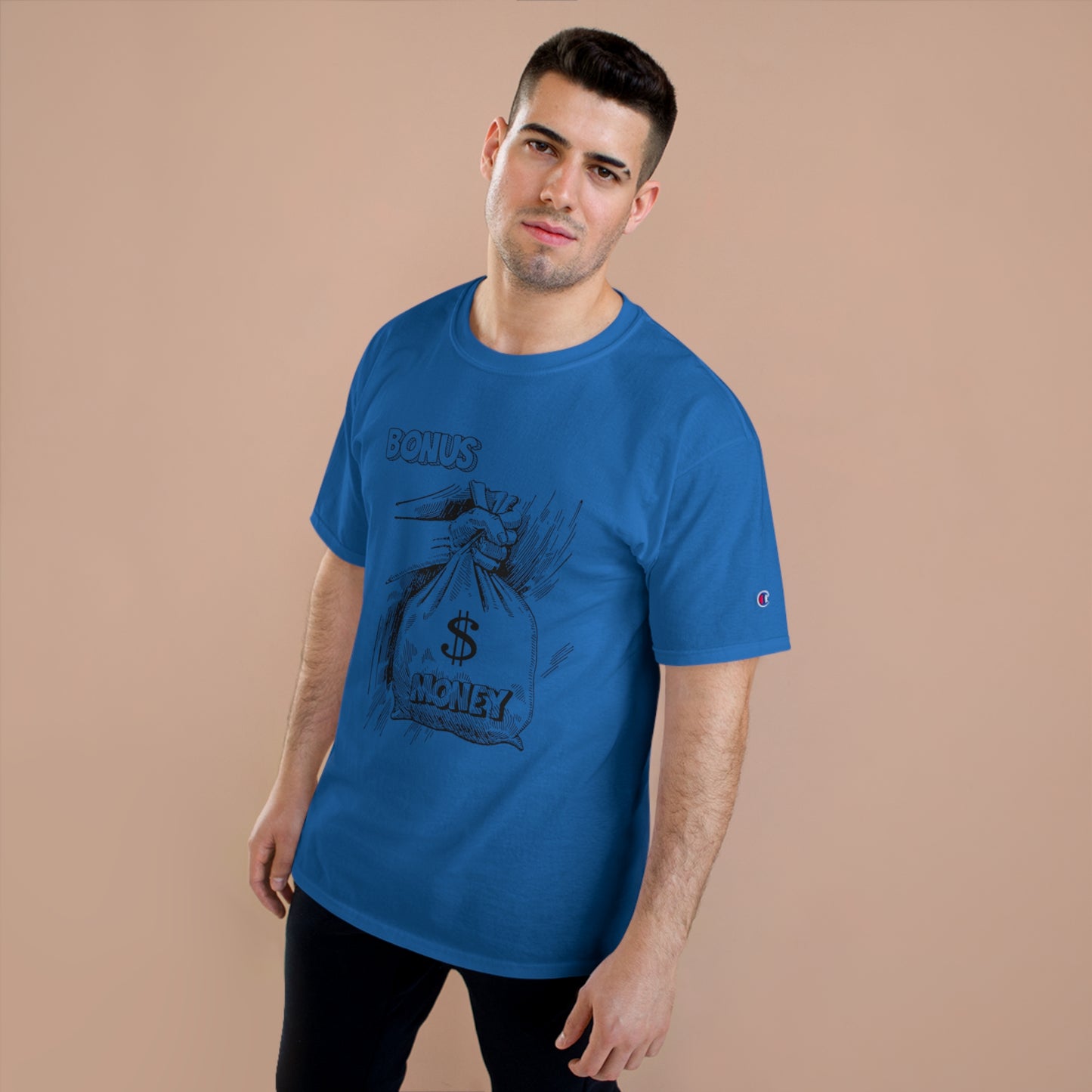 Champion Bonus Money Graphic T-Shirt - Casual Wear for Celebrations & Gift Giving