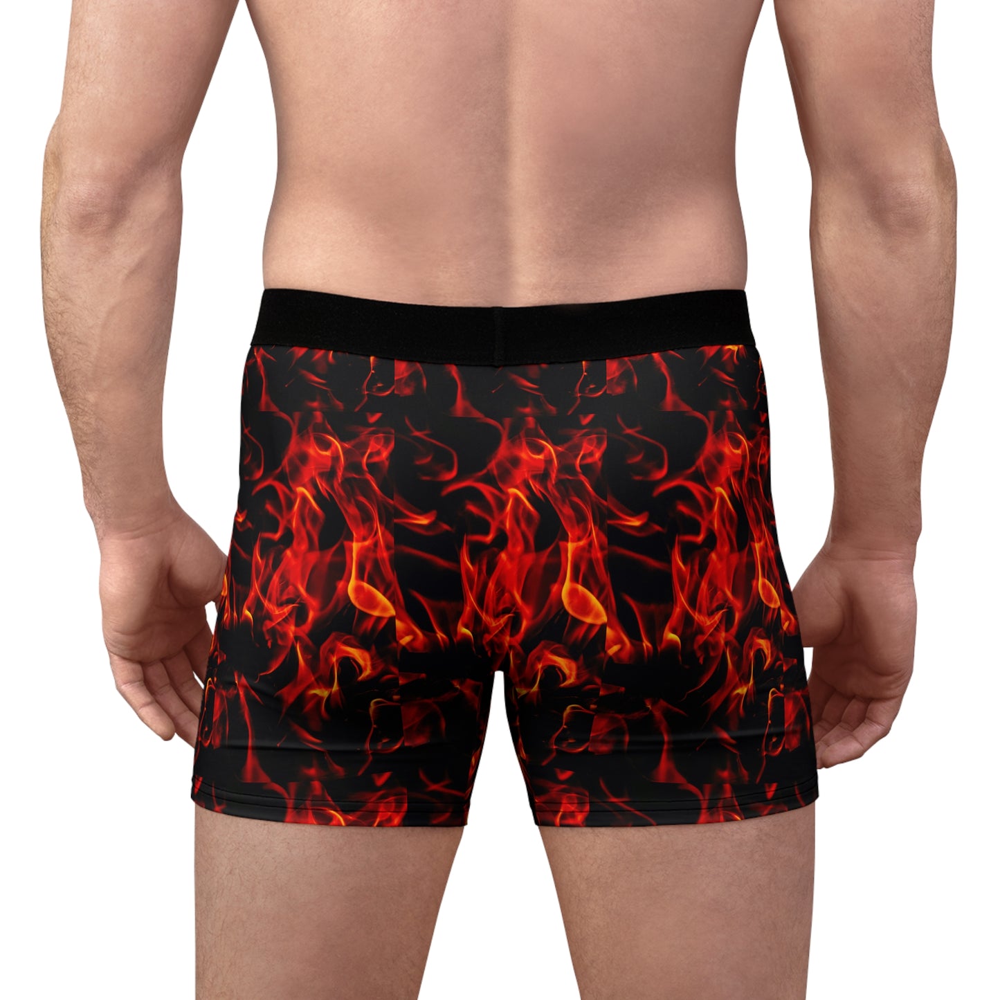 Black Flame Men's Boxer Briefs - Fiery Flame Print Comfortable Underwear