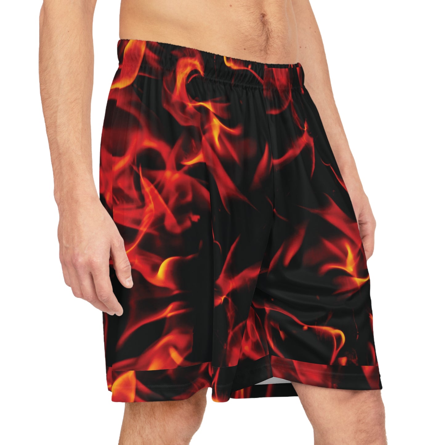 Men's Fire Flames Basketball Shorts - Stylish Sportswear for Athletes