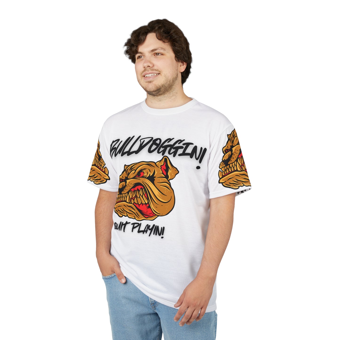 Bulldoggin' Unisex Cut & Sew Tee - Quit Playin' Graphic T-Shirt for Dog Lovers