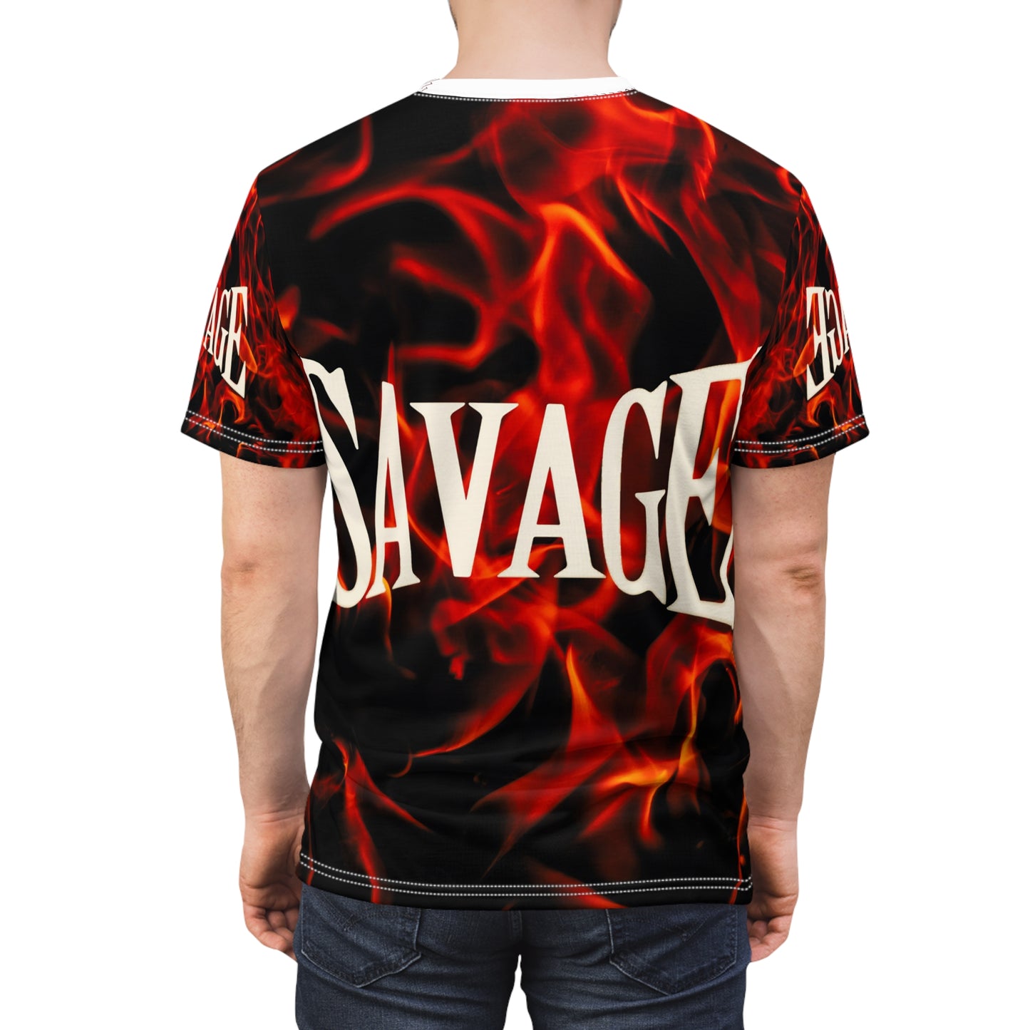 Savage Black Flame Graphic Tee - Unisex Cut & Sew Shirt for Bold Fashion Statements