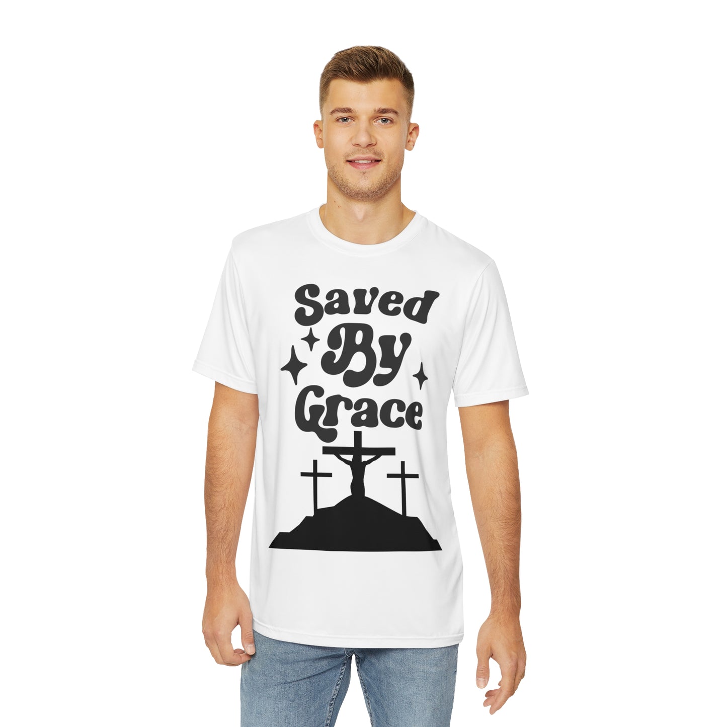 Saved By Grace Men's Polyester Tee (AOP)