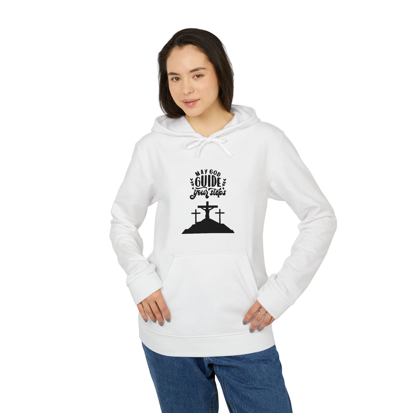 Inspirational Fleece Hoodie - "May God Guide Your Steps"