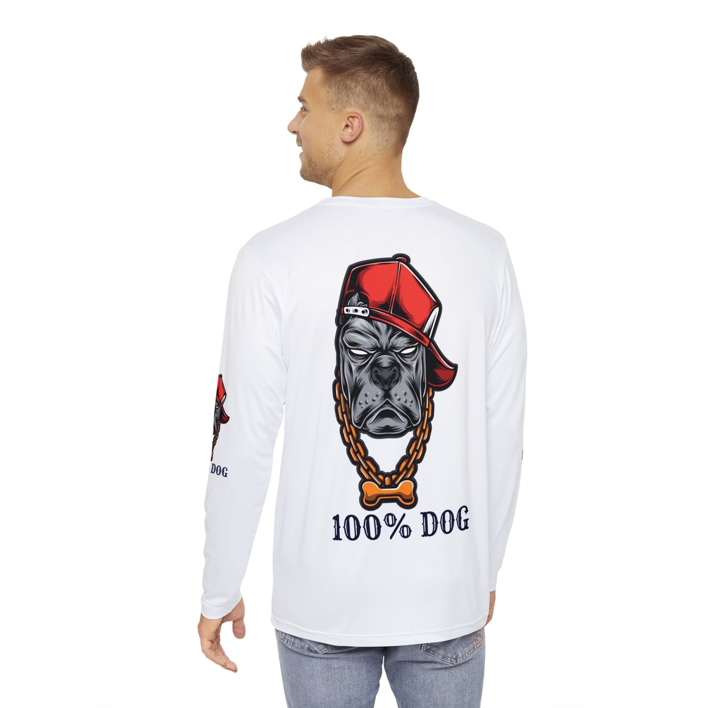 100% Dog Men's Long Sleeve Shirt - Fun Dog Lover Tee for Pet Enthusiasts