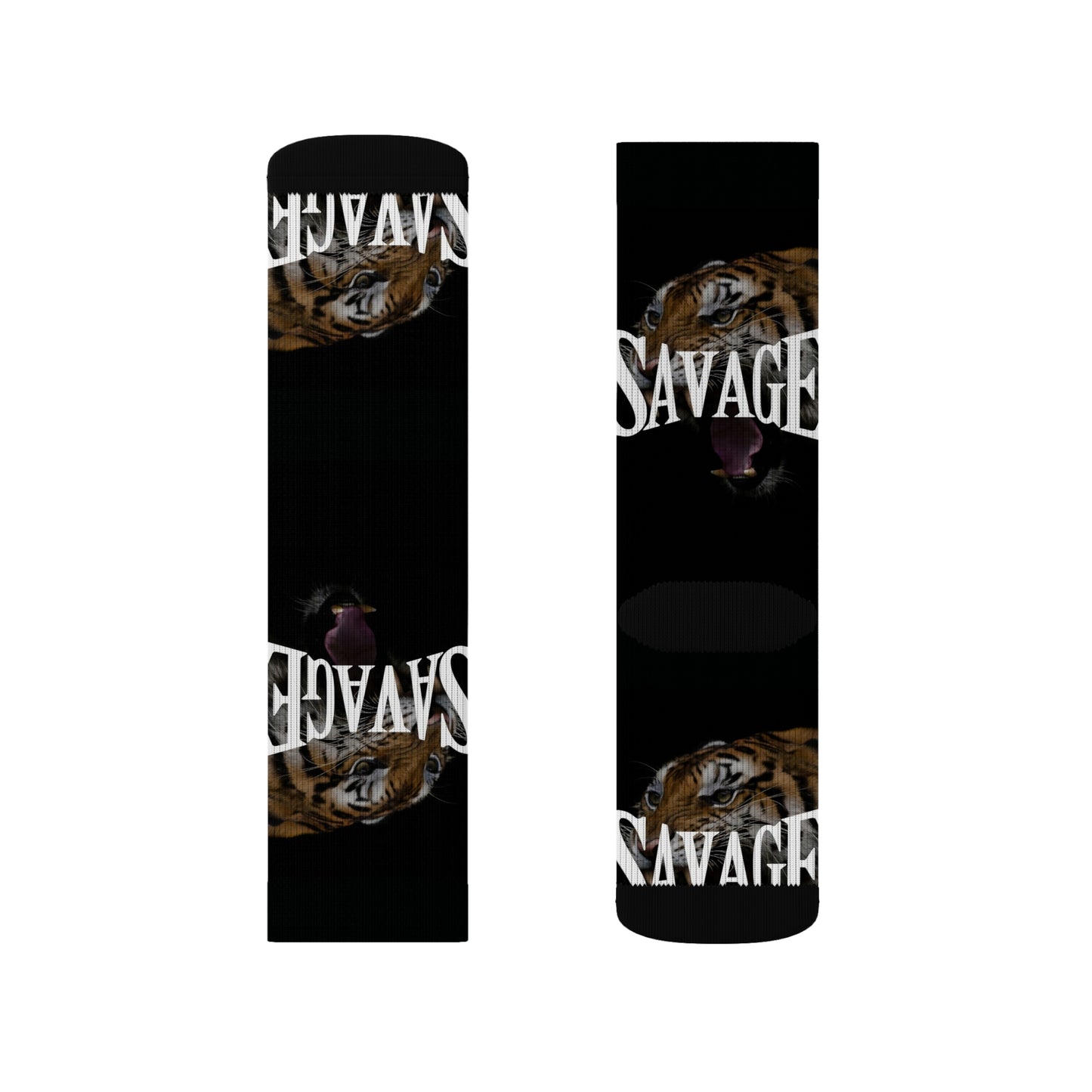 Savage Tiger Sublimation Socks - Bold Animal Print Crew Socks for Wild Style