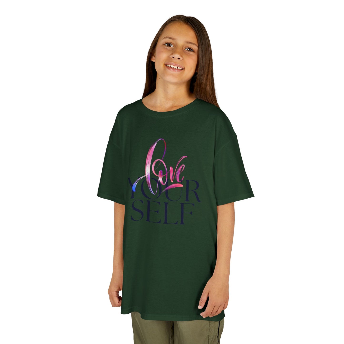 Kids 'Love Yourself' Heavy Cotton Tee - Positive Vibes & Self-Esteem T-Shirt