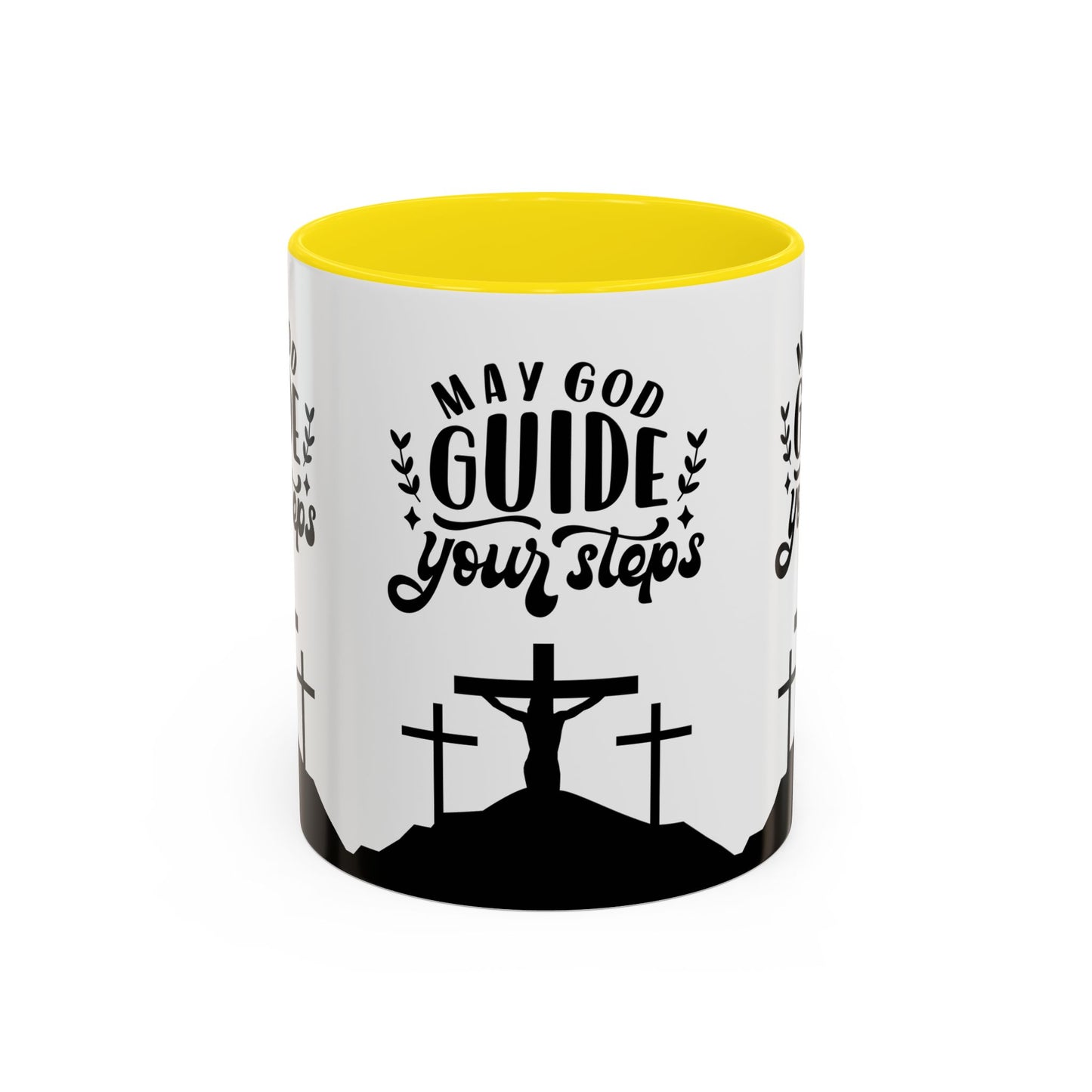 Inspirational Accent Coffee Mug - "May God Guide Your Steps" - Perfect for Faith & Hope