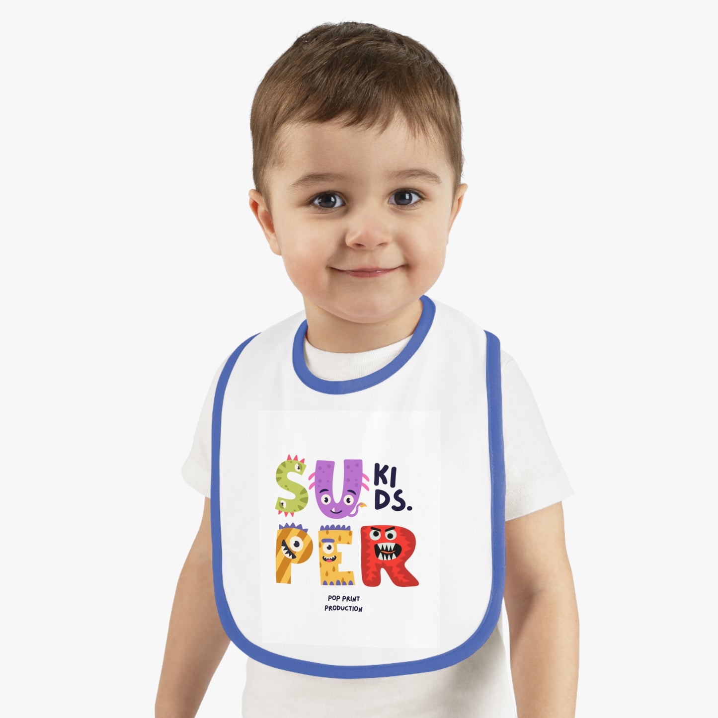 Super Kids Contrast Trim Baby Bib - Fun & Playful Design for Messy Meals