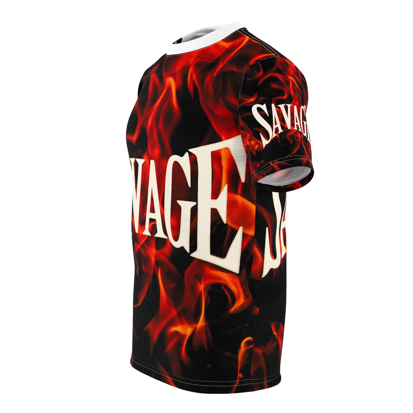 Savage Black Flame Graphic Tee - Unisex Cut & Sew Shirt for Bold Fashion Statements