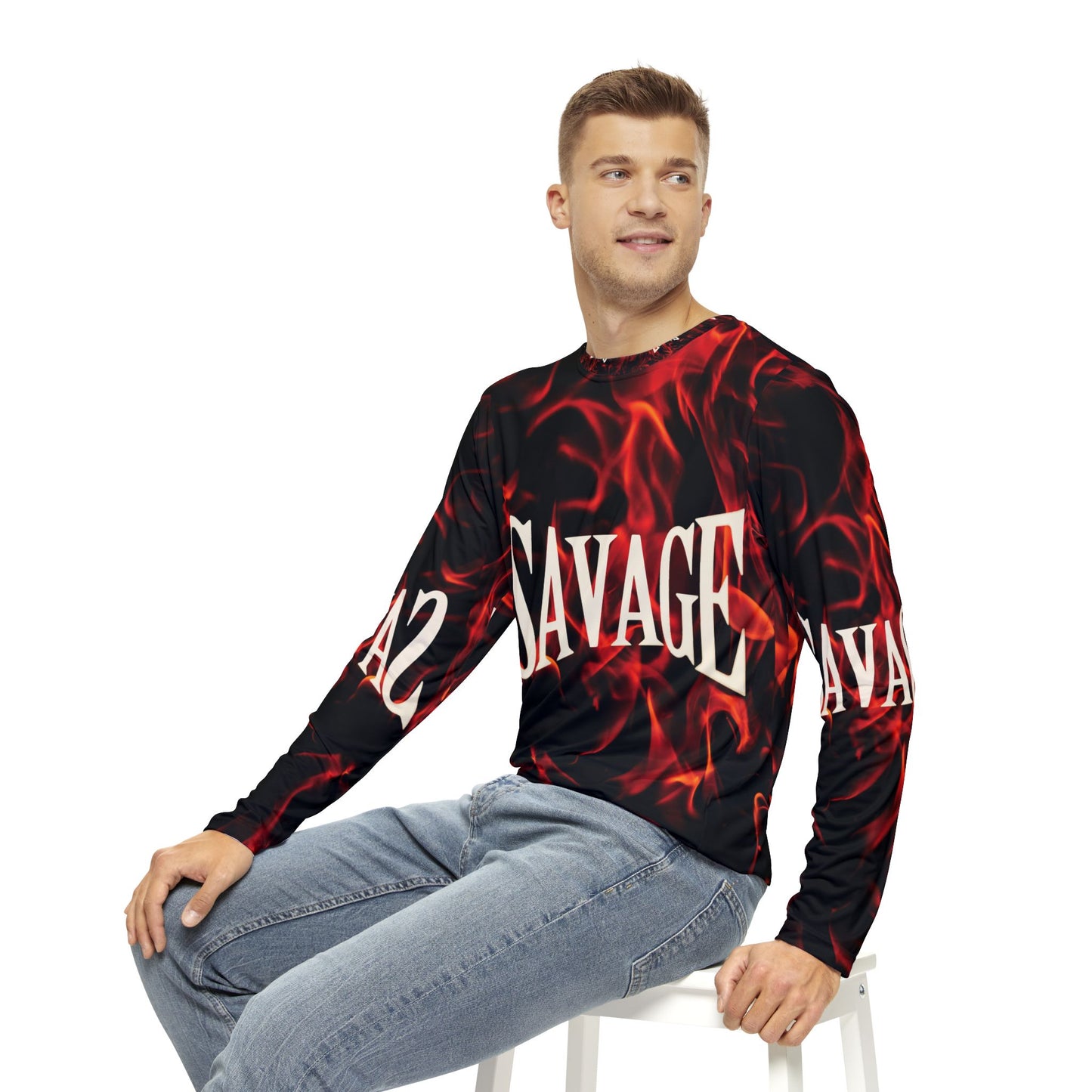 Savage Flame Long Sleeve Shirt - Bold Flame Design for Trendsetters