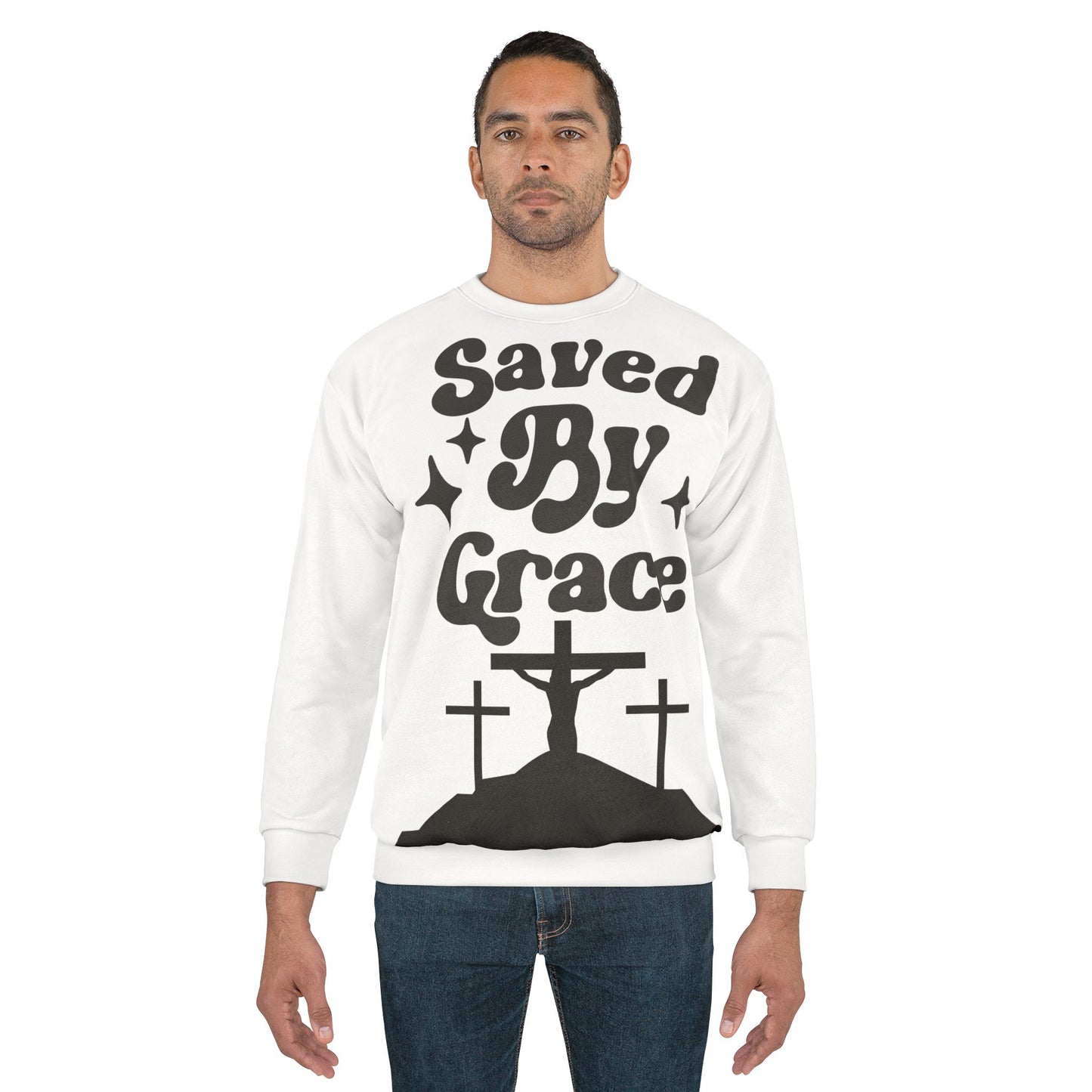 Christian Sweatshirt - "Saved By Grace" Unisex Apparel