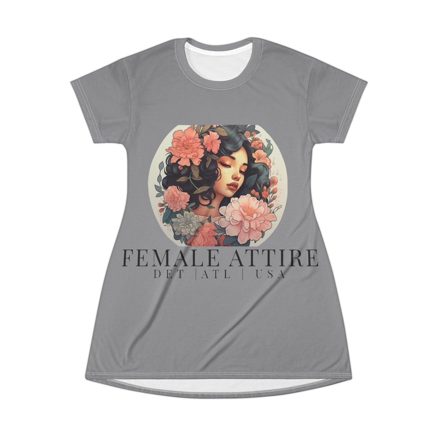 Floral Art T-Shirt Dress - Feminine and Chic Casual Wear