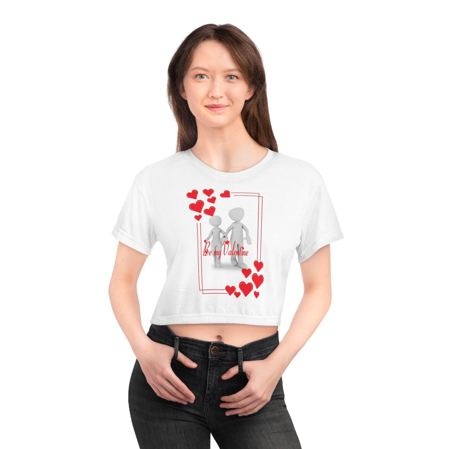 Valentine's Day Crop Tee - 'Be My Valentine' Love Shirt