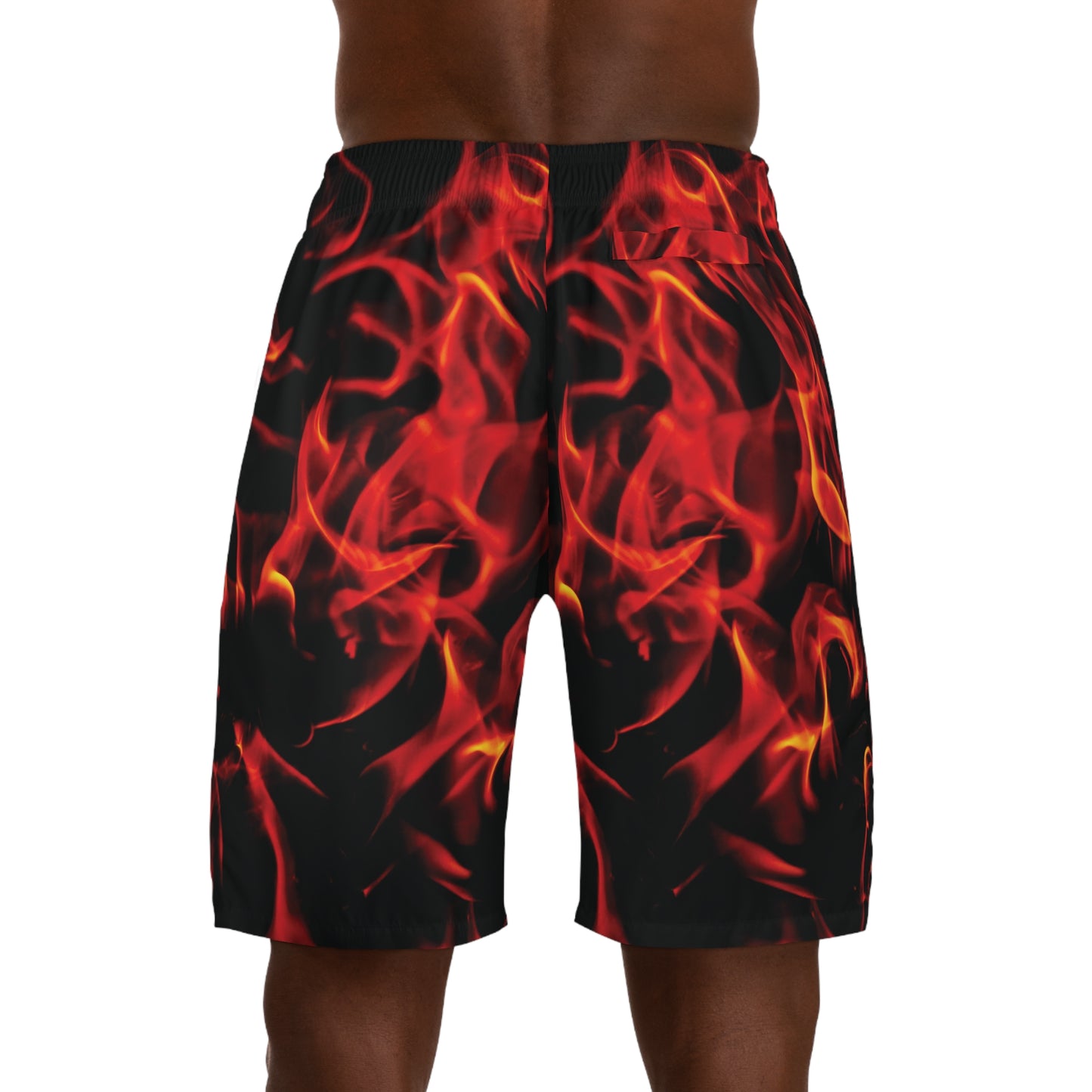 Men's Jogger Shorts - Fiery Flame Design for Summer Sports & Casual Wear