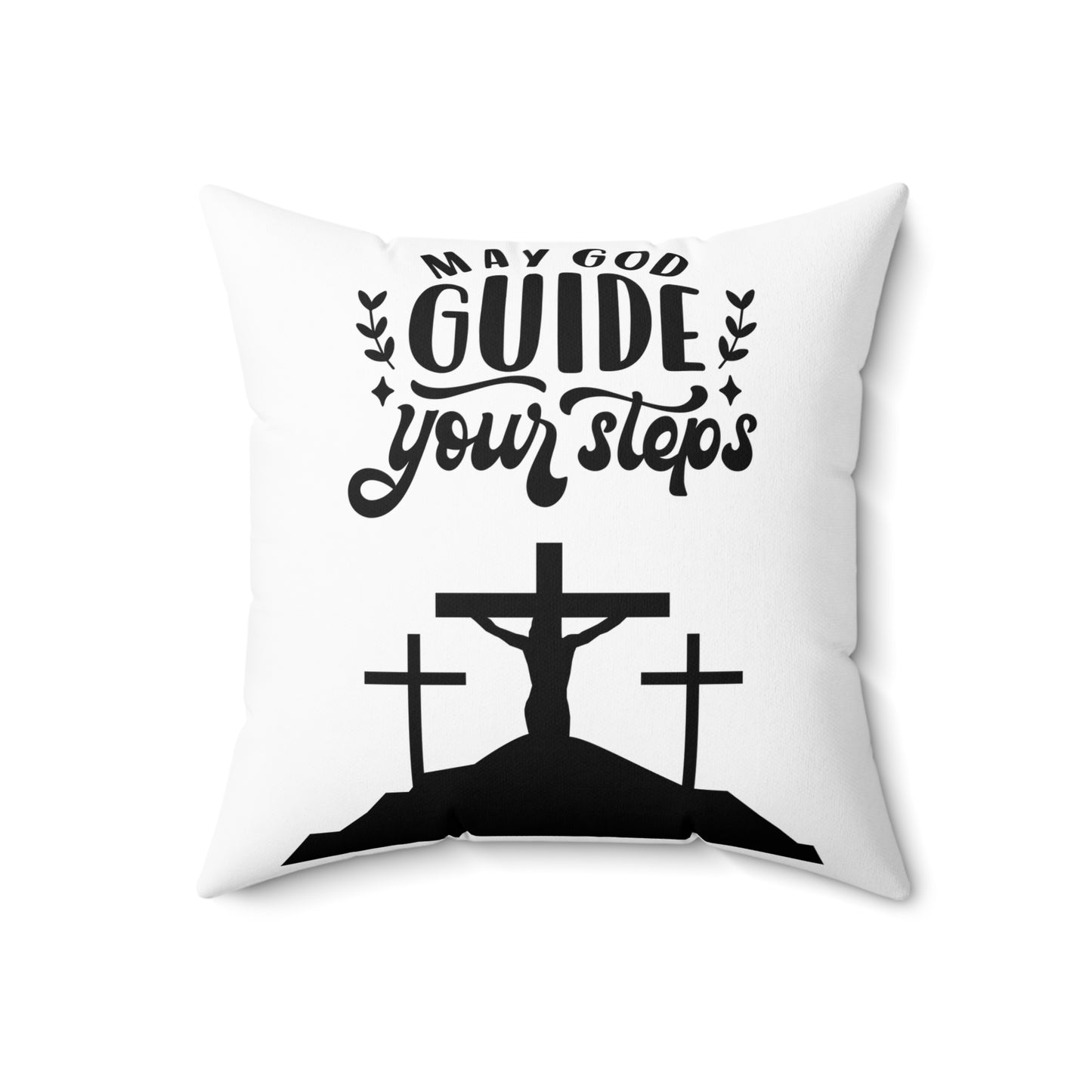 Inspirational Christian Square Pillow - 'May God Guide Your Steps'