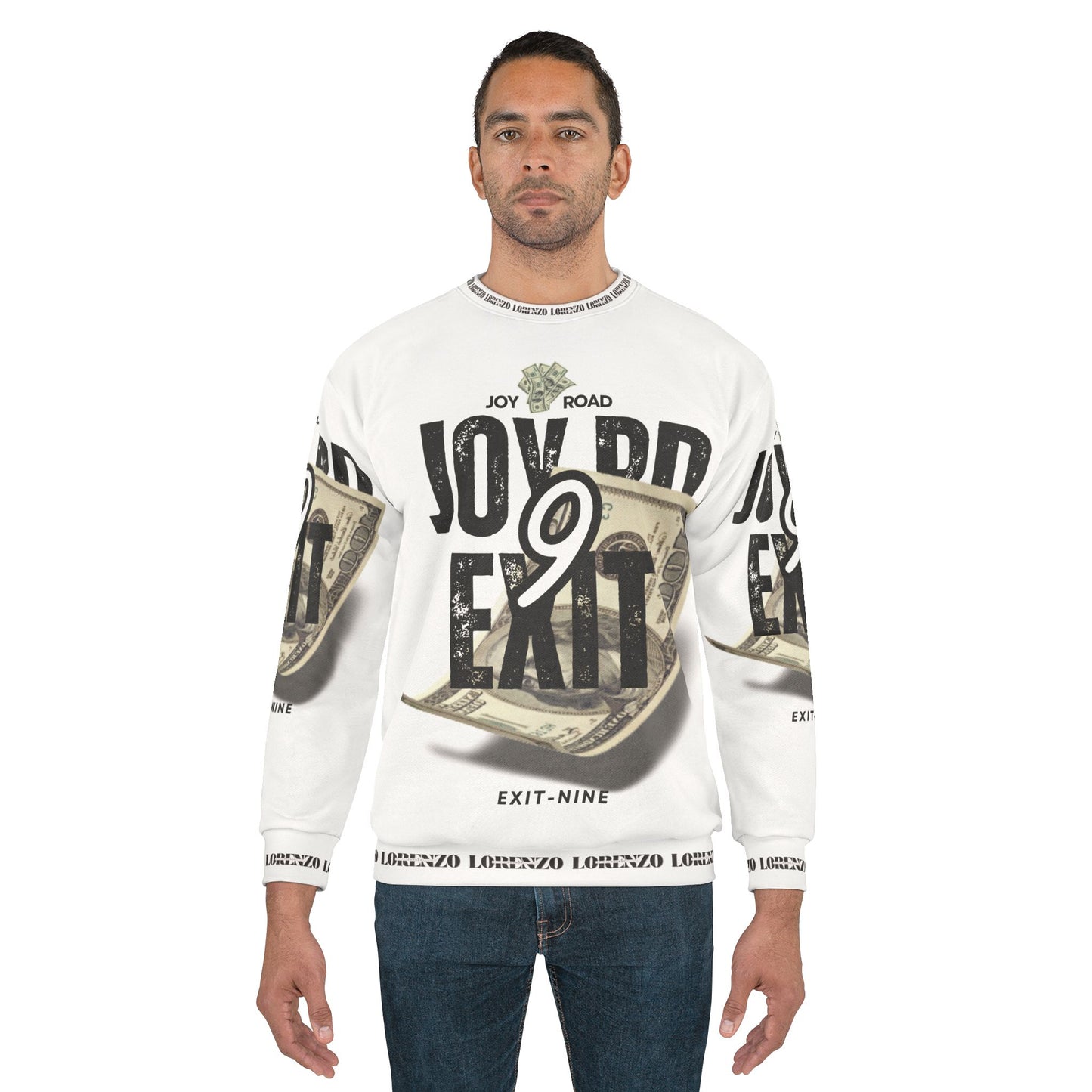 Stylish Unisex Money-Inspired Sweatshirt - Joy Road Exit Nine