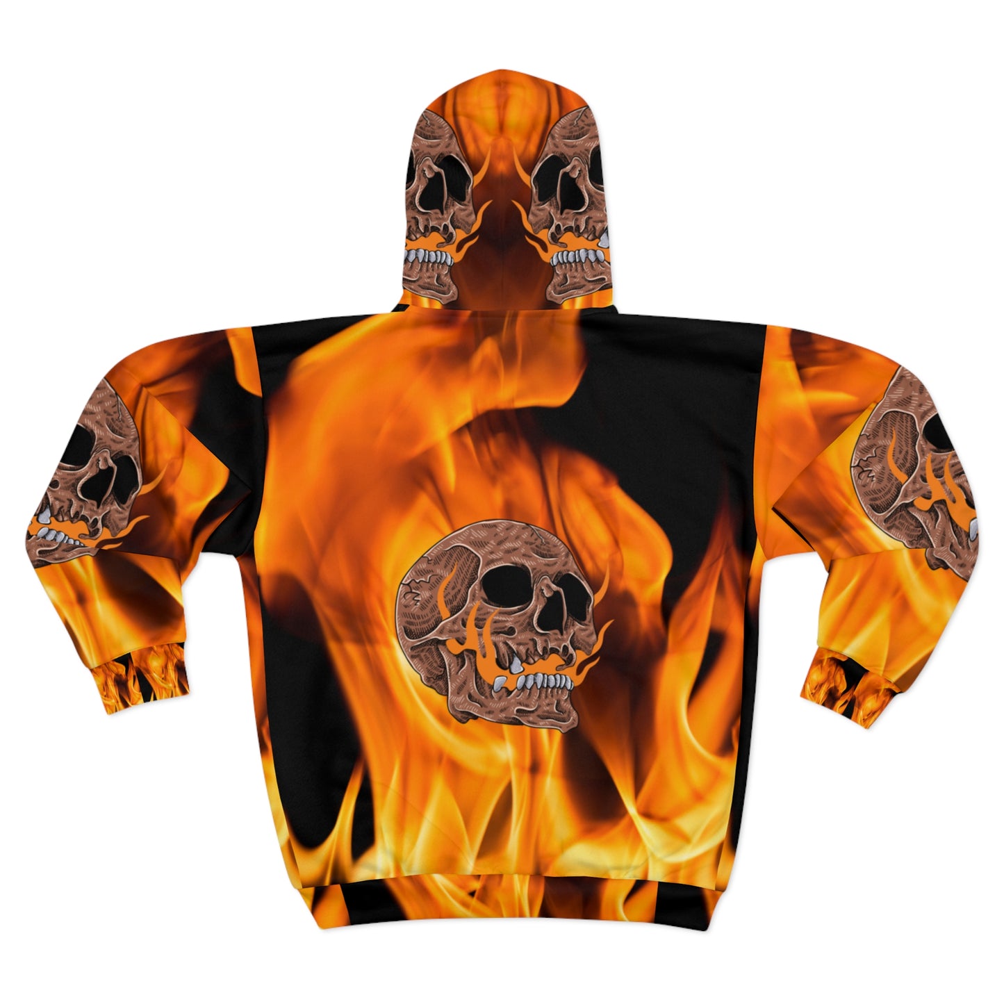 Unisex Zip Hoodie - Fiery Skull Design for Bold Style