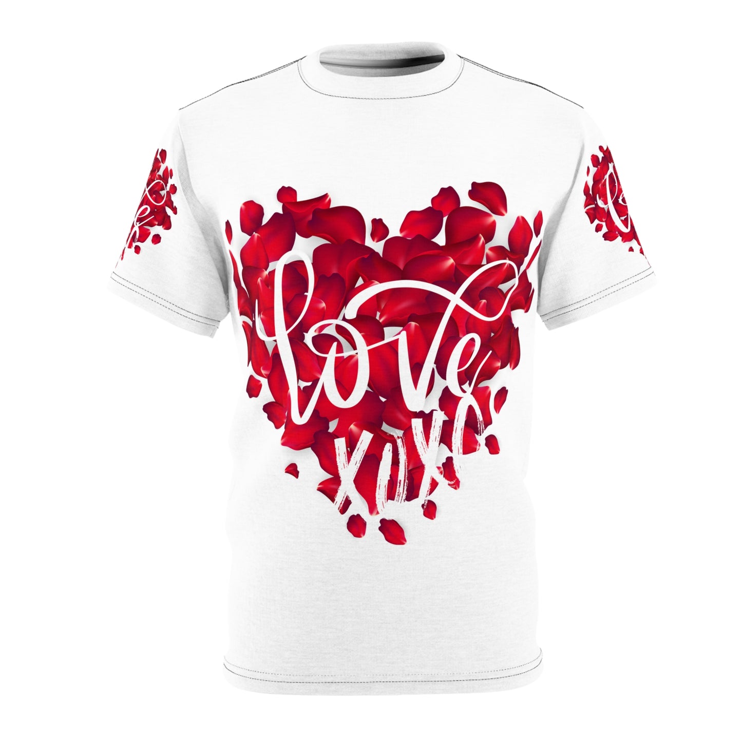 Love Heart Unisex Cut & Sew Tee - Romantic Floral Design