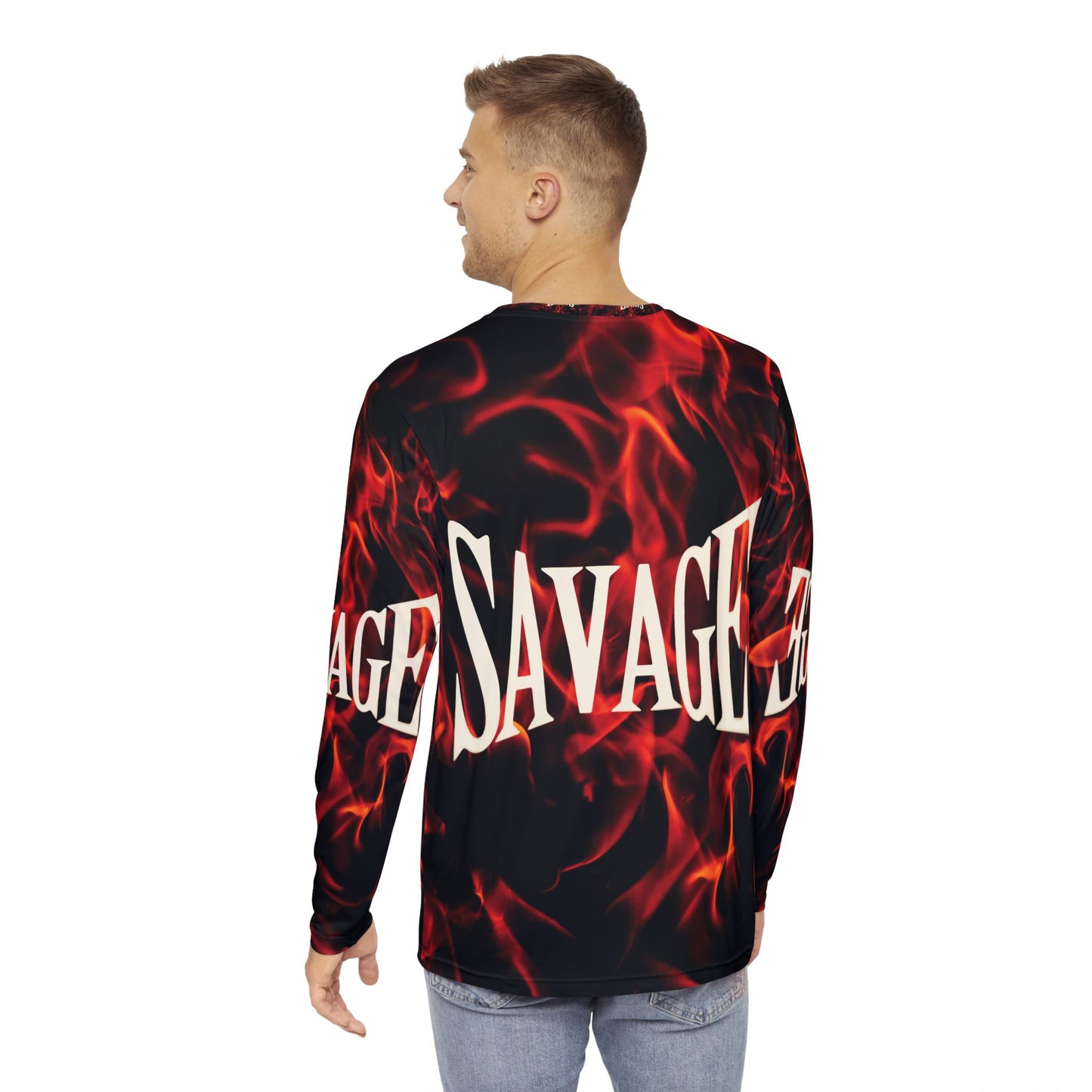 Savage Flame Long Sleeve Shirt - Bold Flame Design for Trendsetters