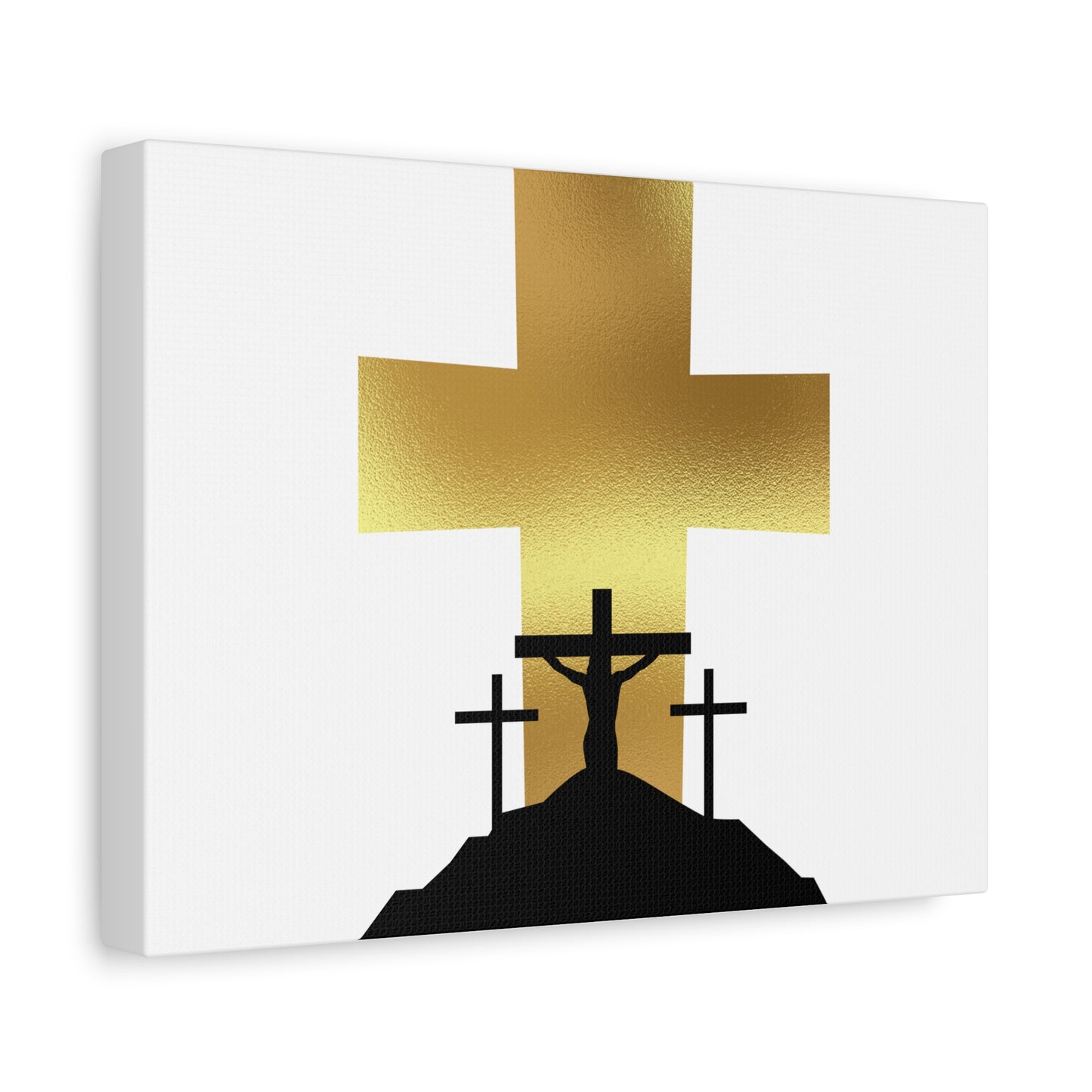 Inspirational Faith Canvas Art - Gold Cross Design for Home Decor