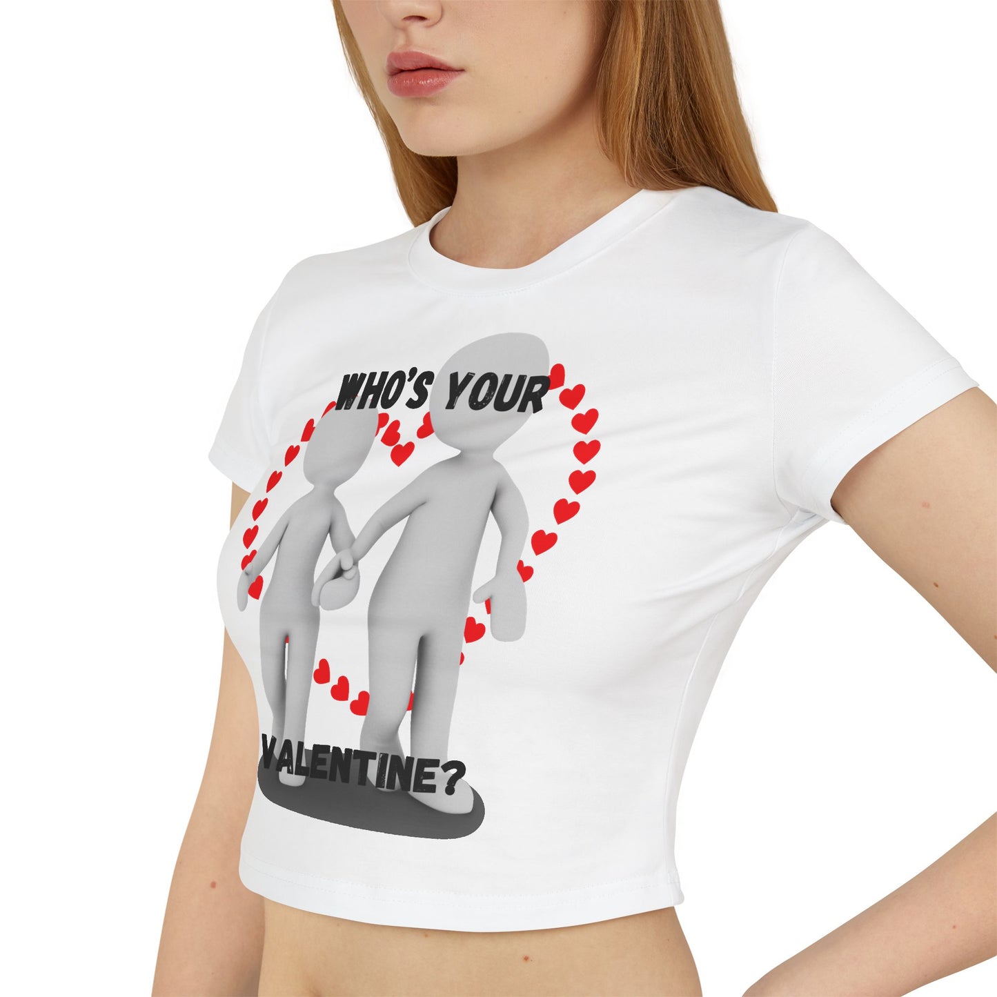 Valentine's Day Women's Baby Tee - 'Who's Your Valentine?' Cute Graphic Top