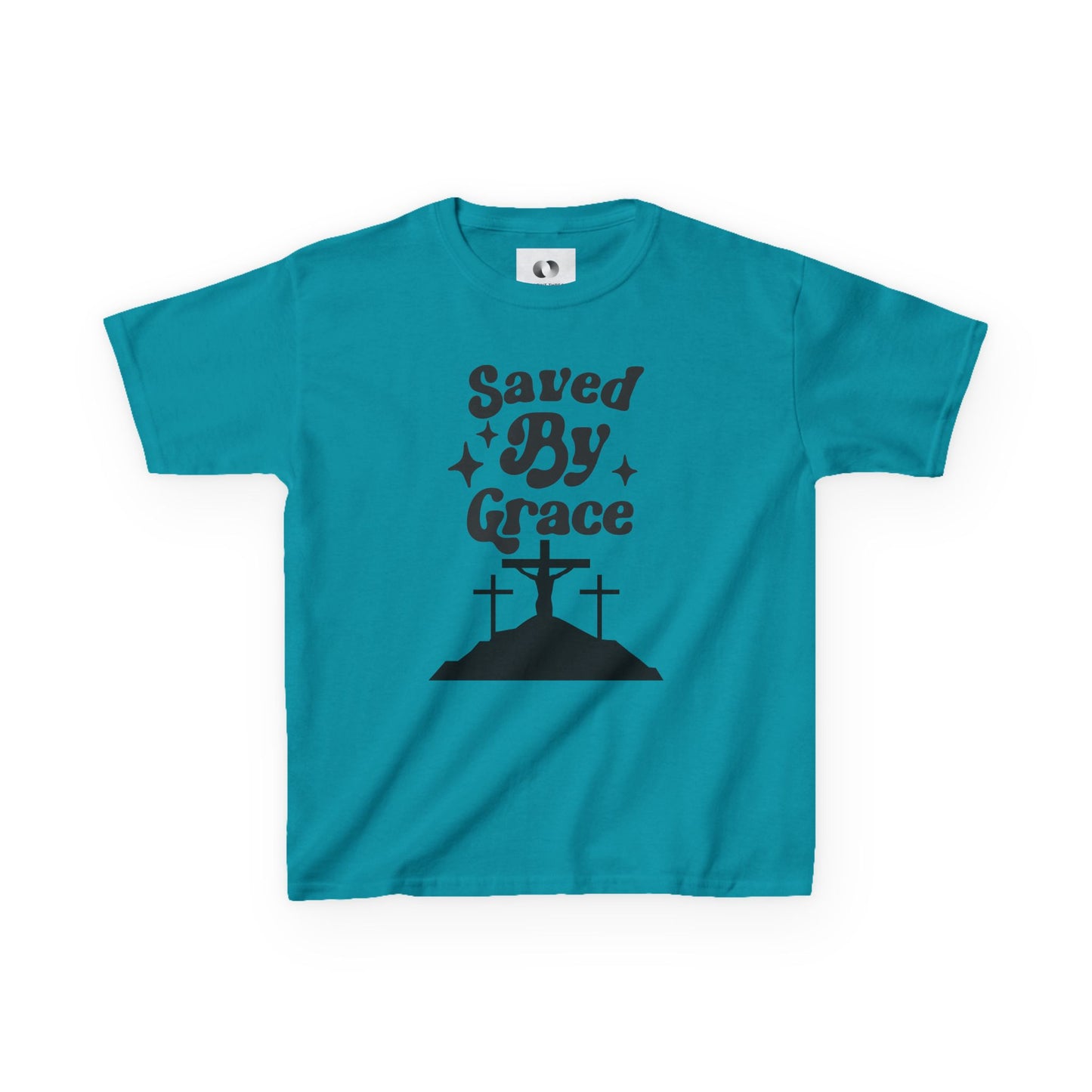 Kids Heavy Cotton™ Tee - 'Saved By Grace' Christian T-Shirt