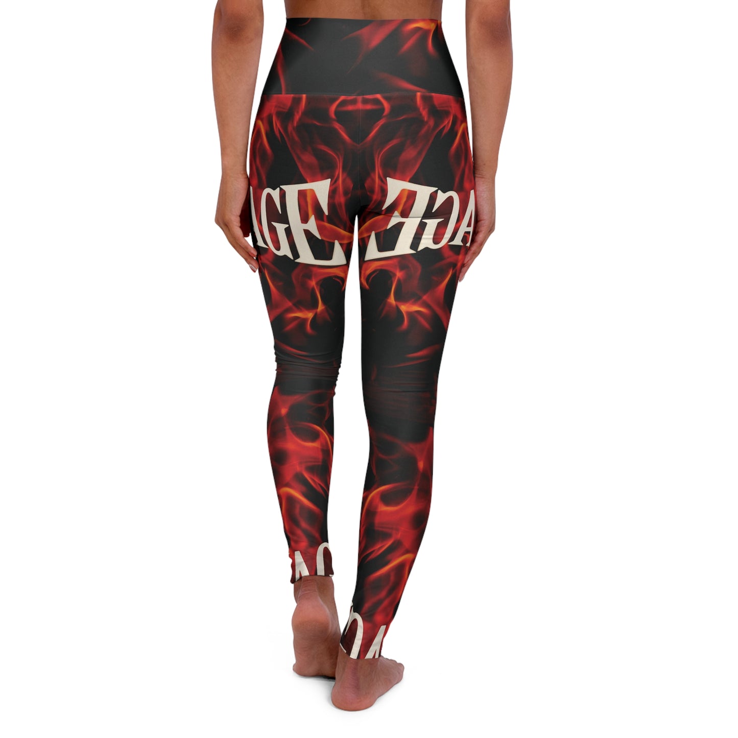 High Waisted Yoga Leggings - Bold Flame Design for Active Lifestyles