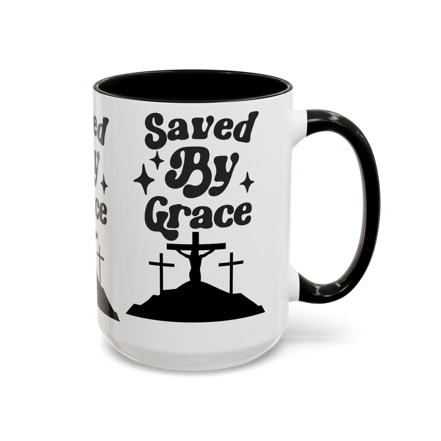 Saved By Grace Accent Coffee Mug - Inspirational Christian Gift (11, 15oz)