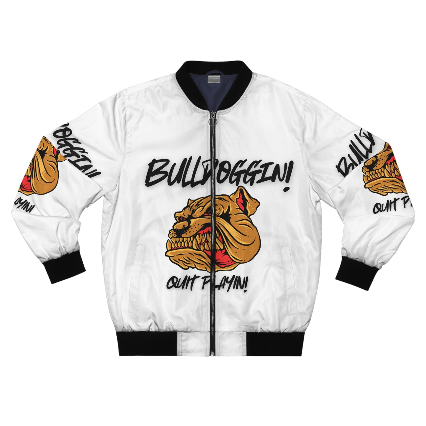 Men's Bulldoggin' Bomber Jacket - Bold Streetwear with Playful Vibe