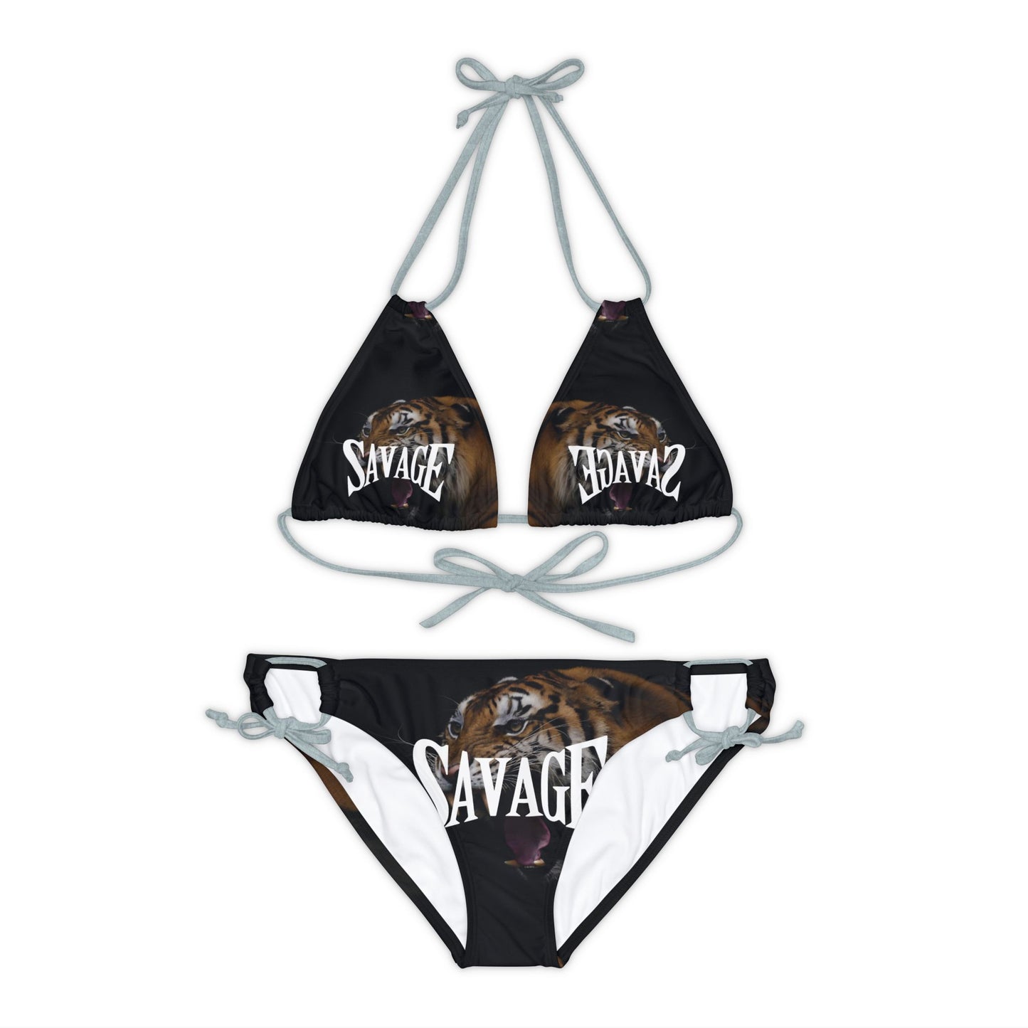 Savage Strappy Bikini Set - Fierce Tiger Print Swimwear for Bold Beach Days