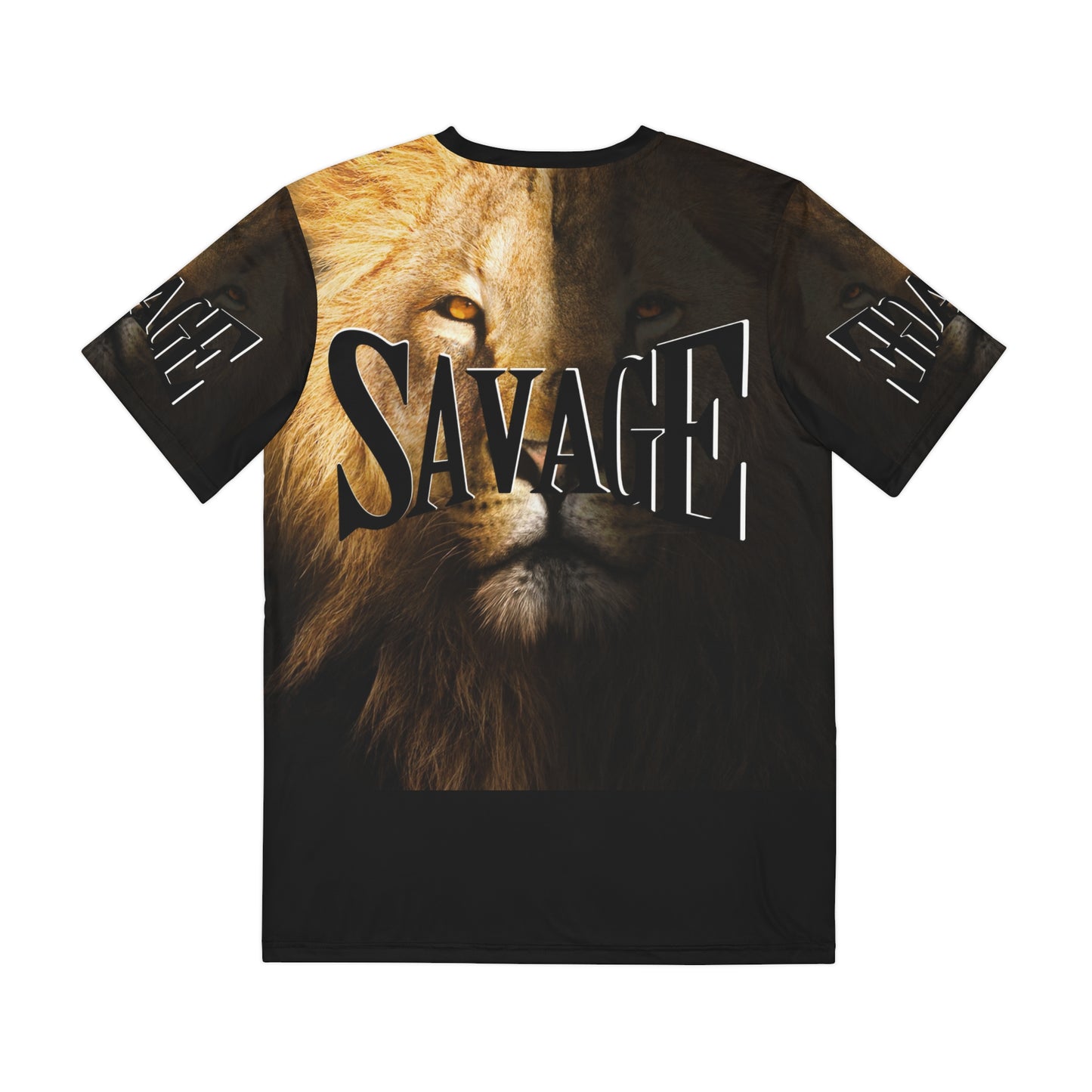 Savage Lion Men's Polyester Tee - Bold Graphic T-Shirt for Fearless Style