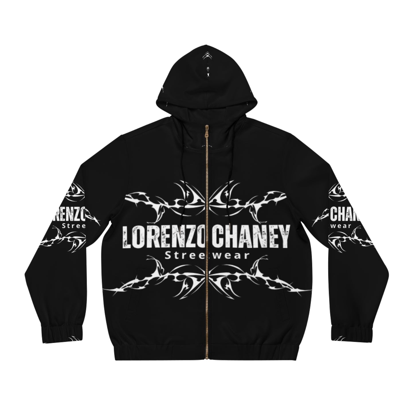 Lorenzo Chaney Streetwear Men&#039;s Full-Zip Hoodie - Stylish & Modern Graphic Design