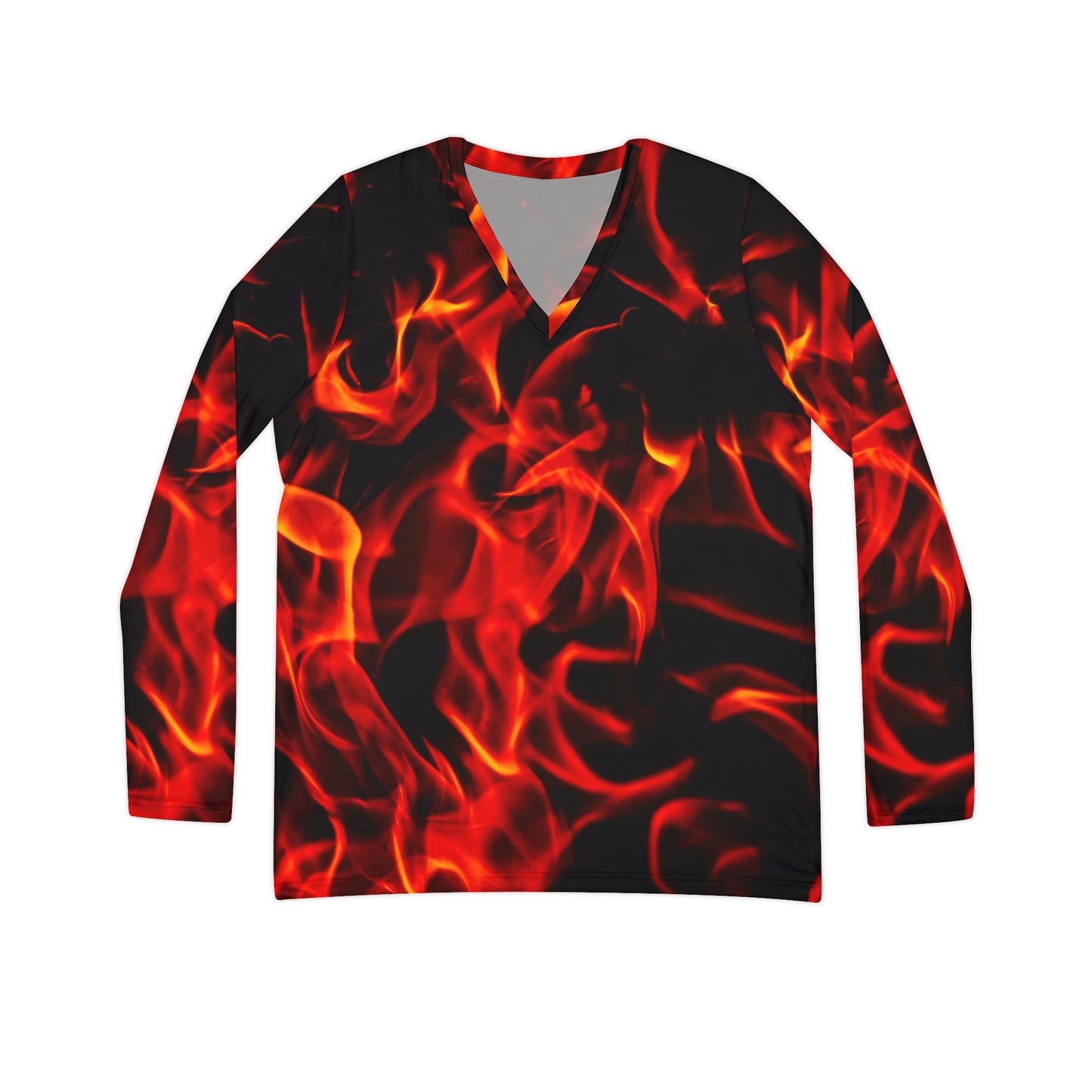 Fiery Women&#039;s Long Sleeve V-Neck Shirt - Bold and Stylish Top for Casual Wear