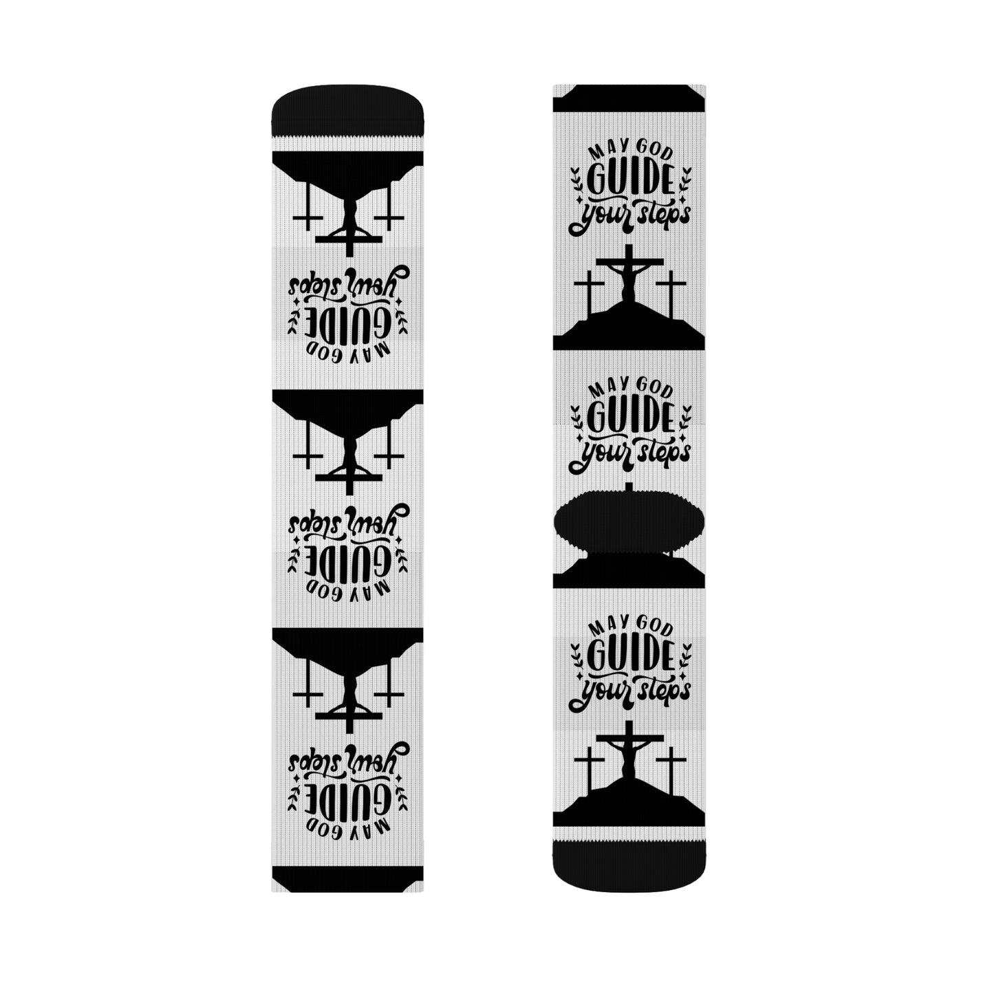 Faith-Inspired Sublimation Socks - "May God Guide Your Steps"