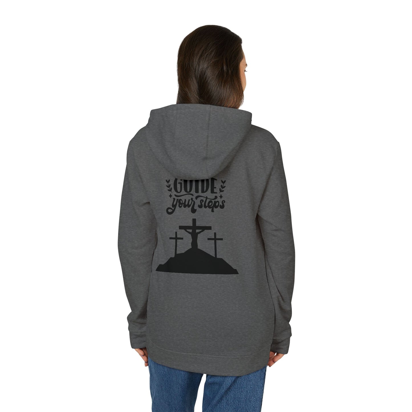 Inspirational Fleece Hoodie - "May God Guide Your Steps"