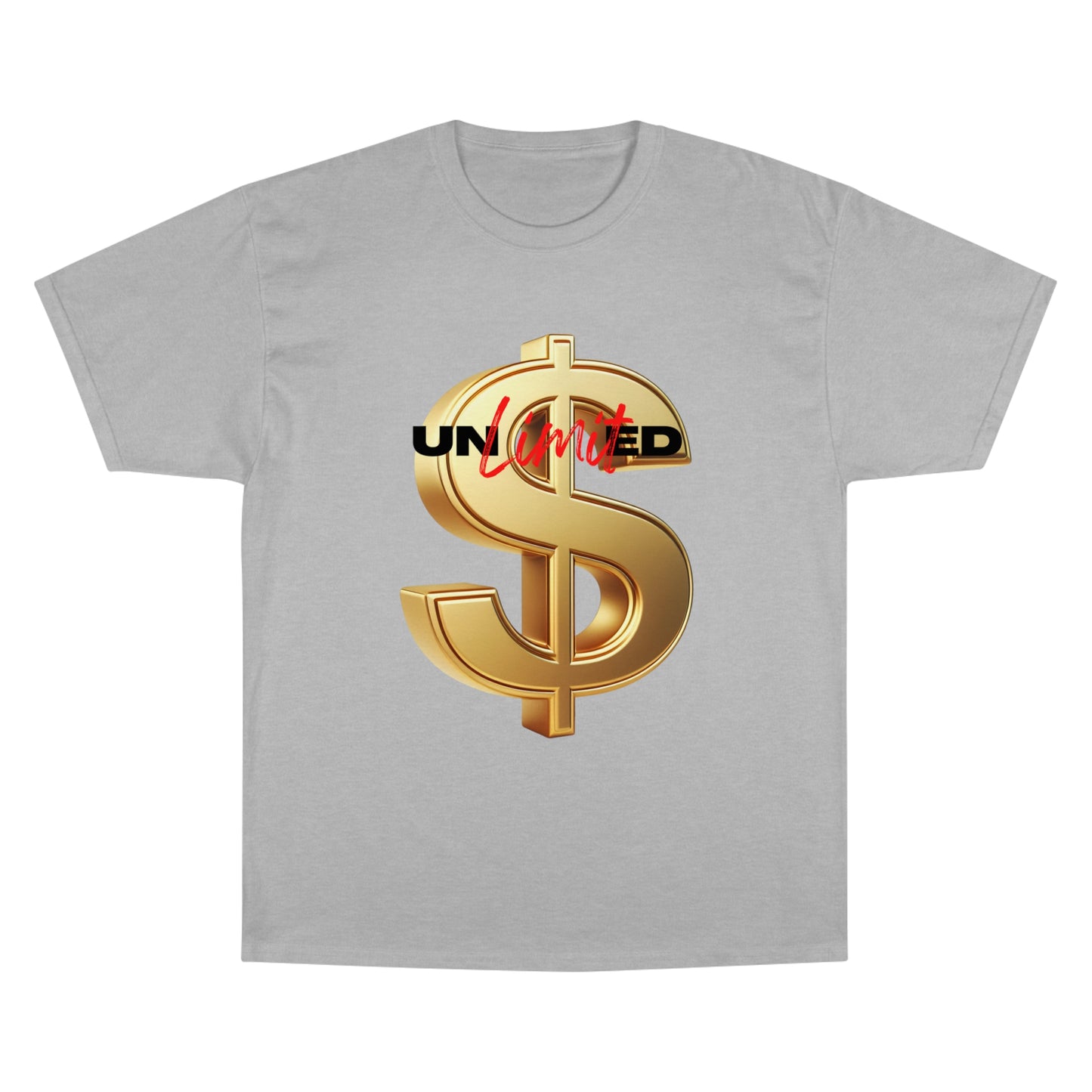 Limited Edition Champion T-Shirt - Gold Dollar Sign & 'Unlimited' Print