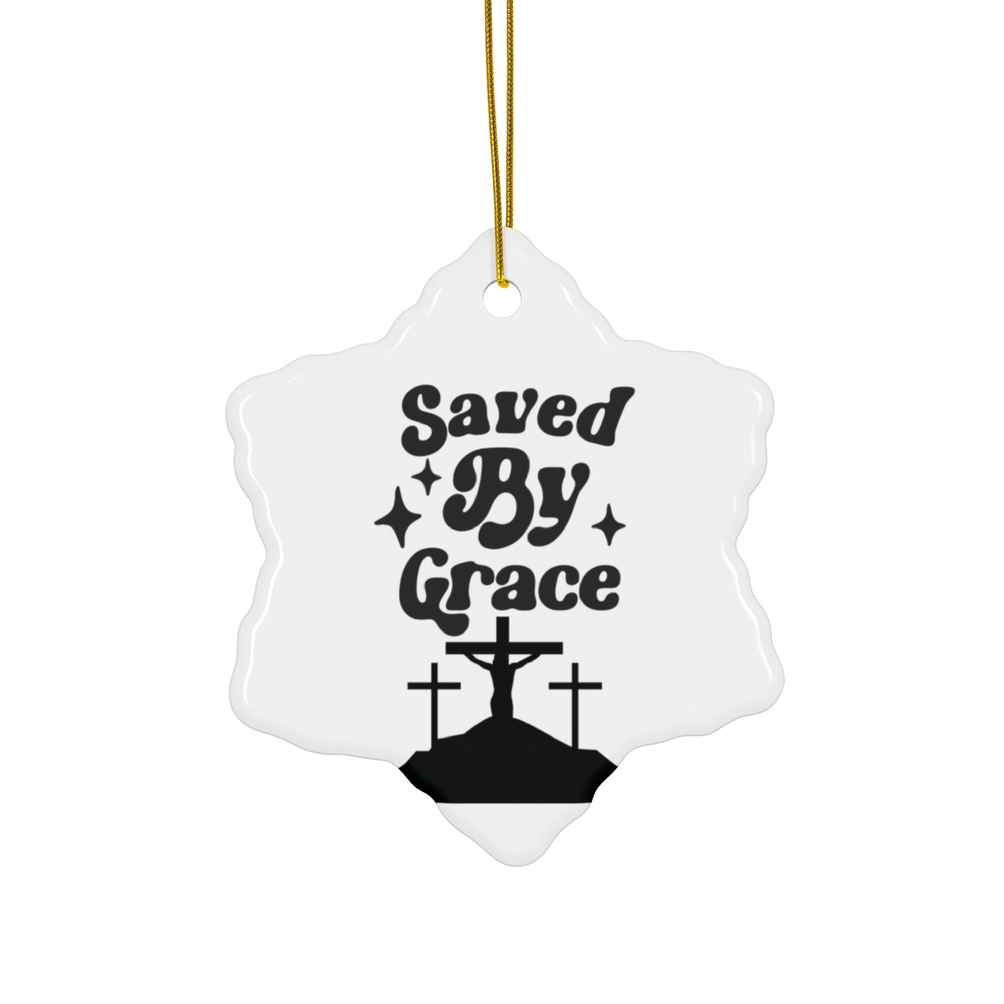 Saved By Grace Ceramic Ornament - Faith-Inspired Star Decor for Christmas & Celebrations