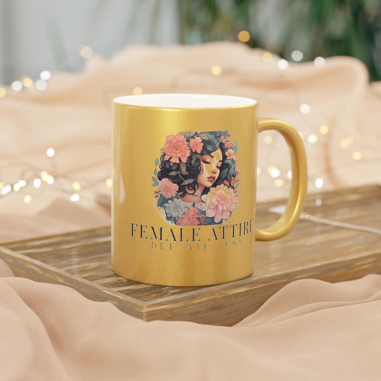 Elegant Floral Metallic Mug - Perfect Gift for Coffee Lovers