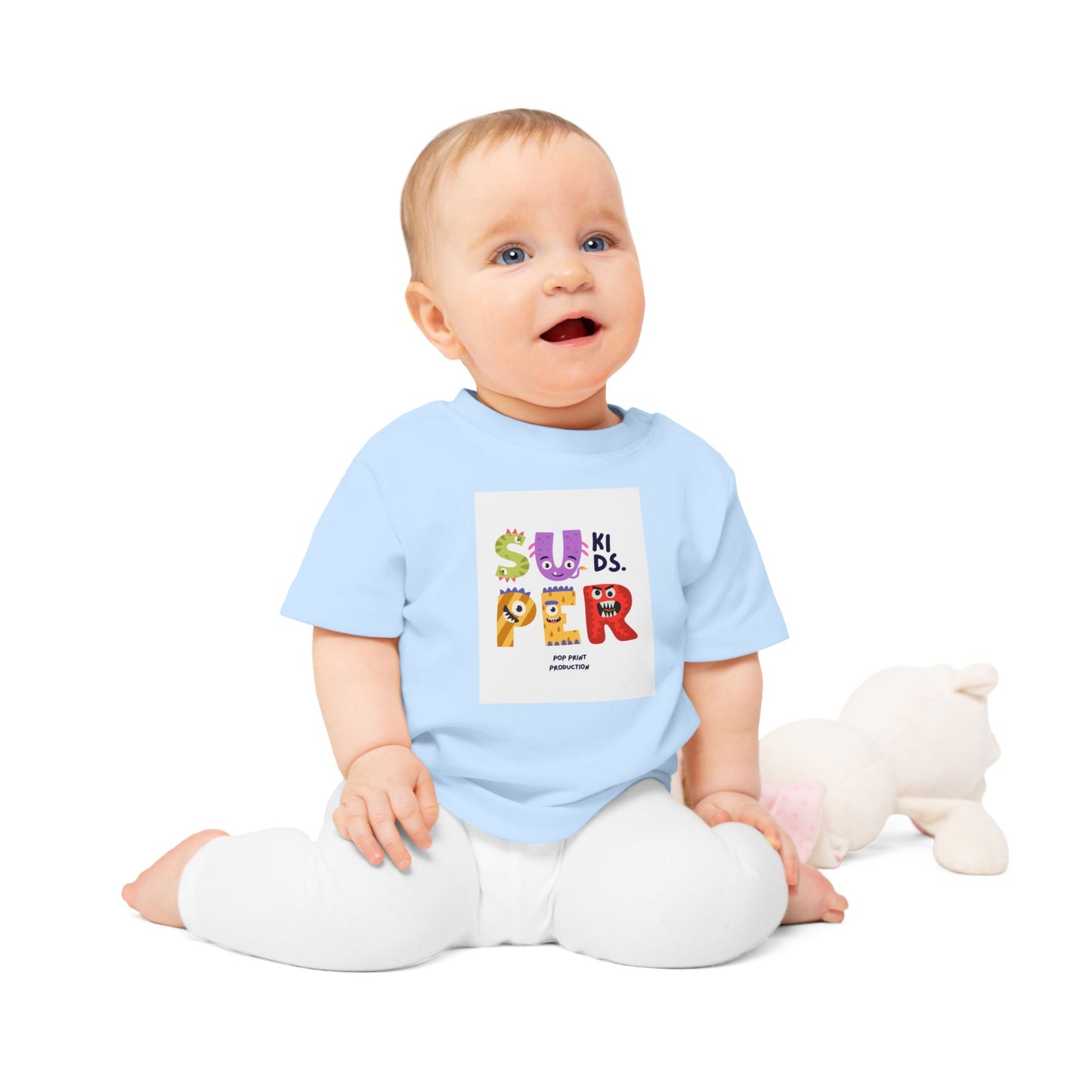 Super Kids Baby T-Shirt - Cute Cartoon Design for Playful Infants