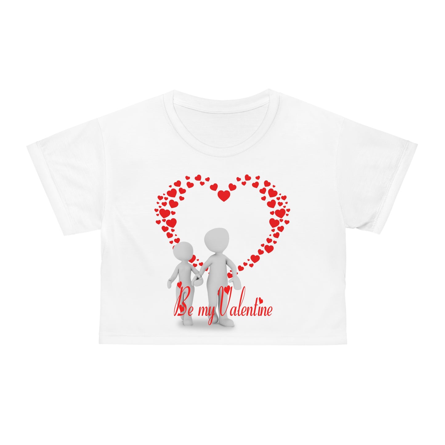 Valentine's Day Crop Tee - 'Be My Valentine' Heart Design