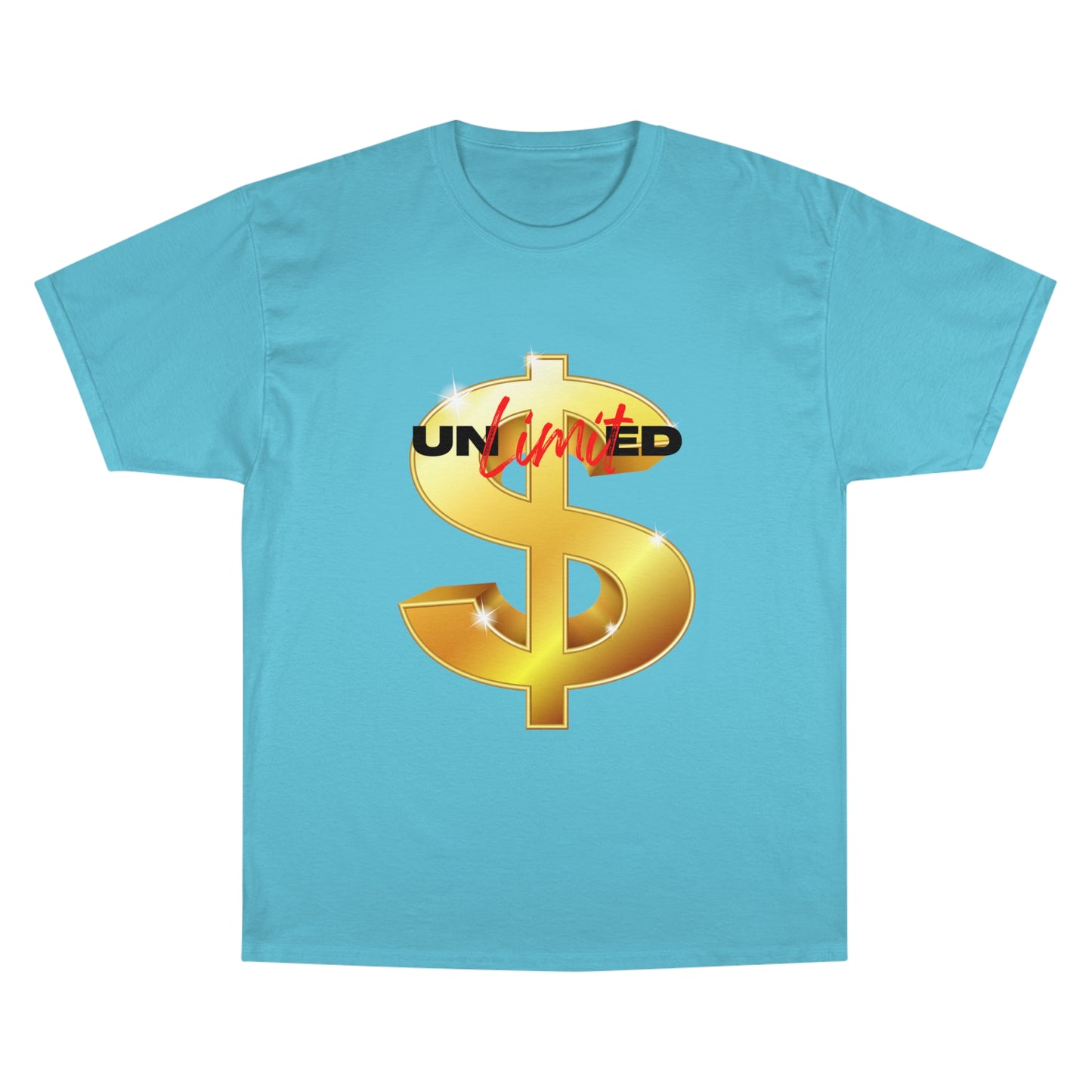 Unlimited Wealth Champion T-Shirt - Gold Dollar Sign Graphic