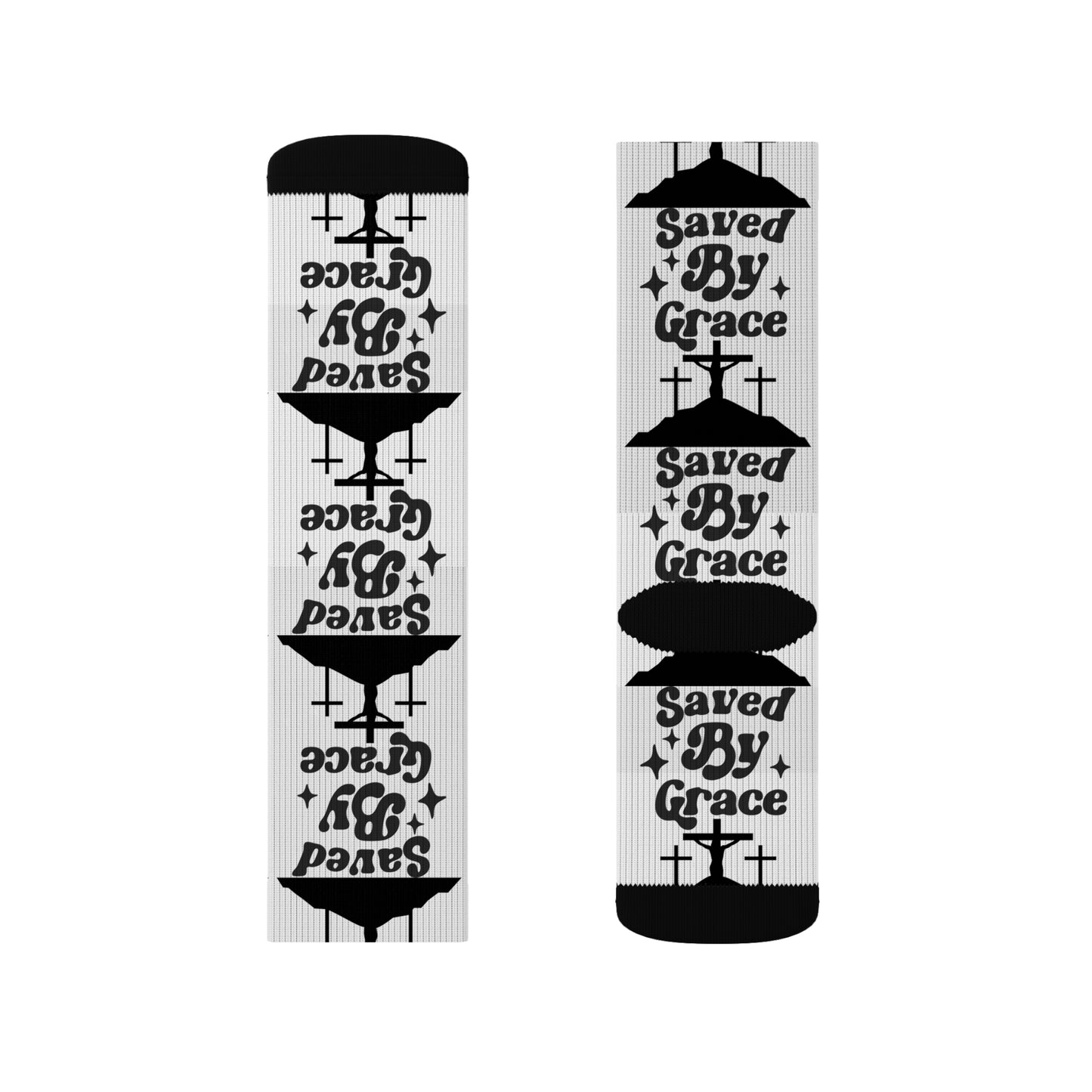 Saved by Grace Sublimation Socks - Faith-Inspired Fashion for Every Occasion