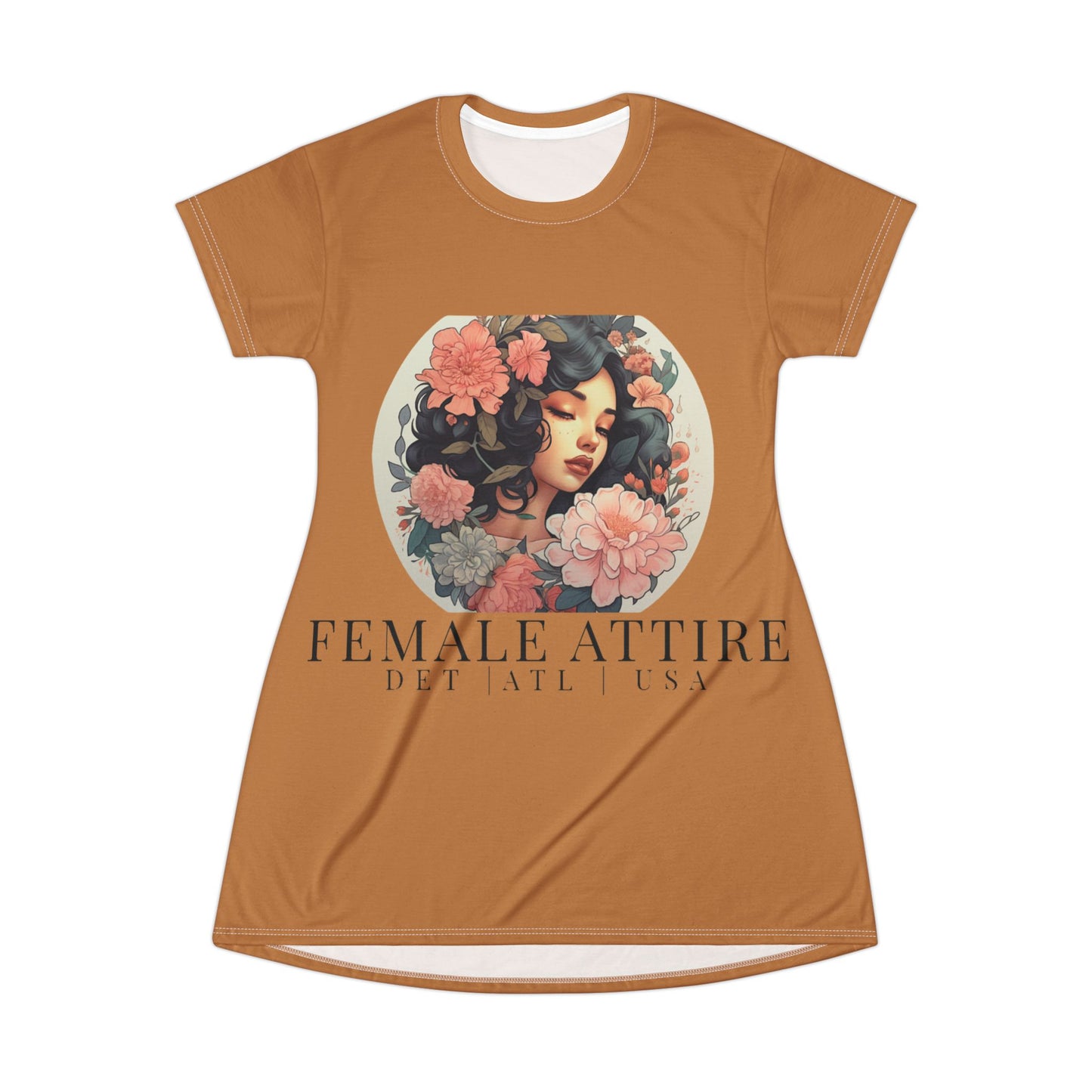 Feminine Floral T-Shirt Dress - Female Attire Inspired