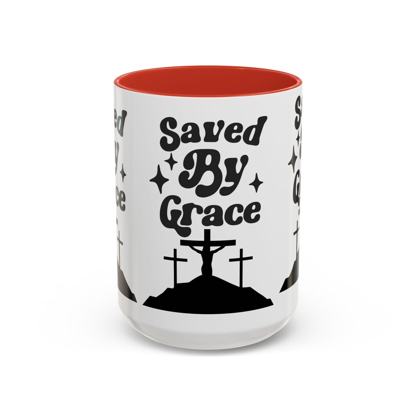 Saved By Grace Accent Coffee Mug - Inspirational Christian Gift (11, 15oz)