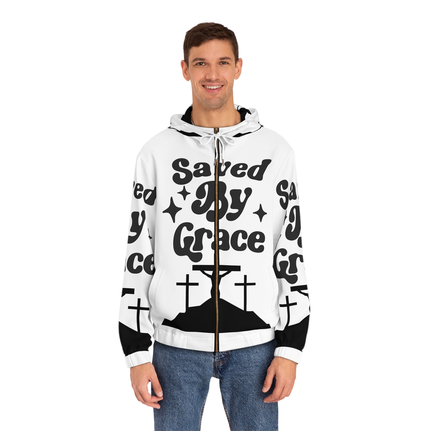 Saved By My Men's Full-Zip Hoodie (AOP)