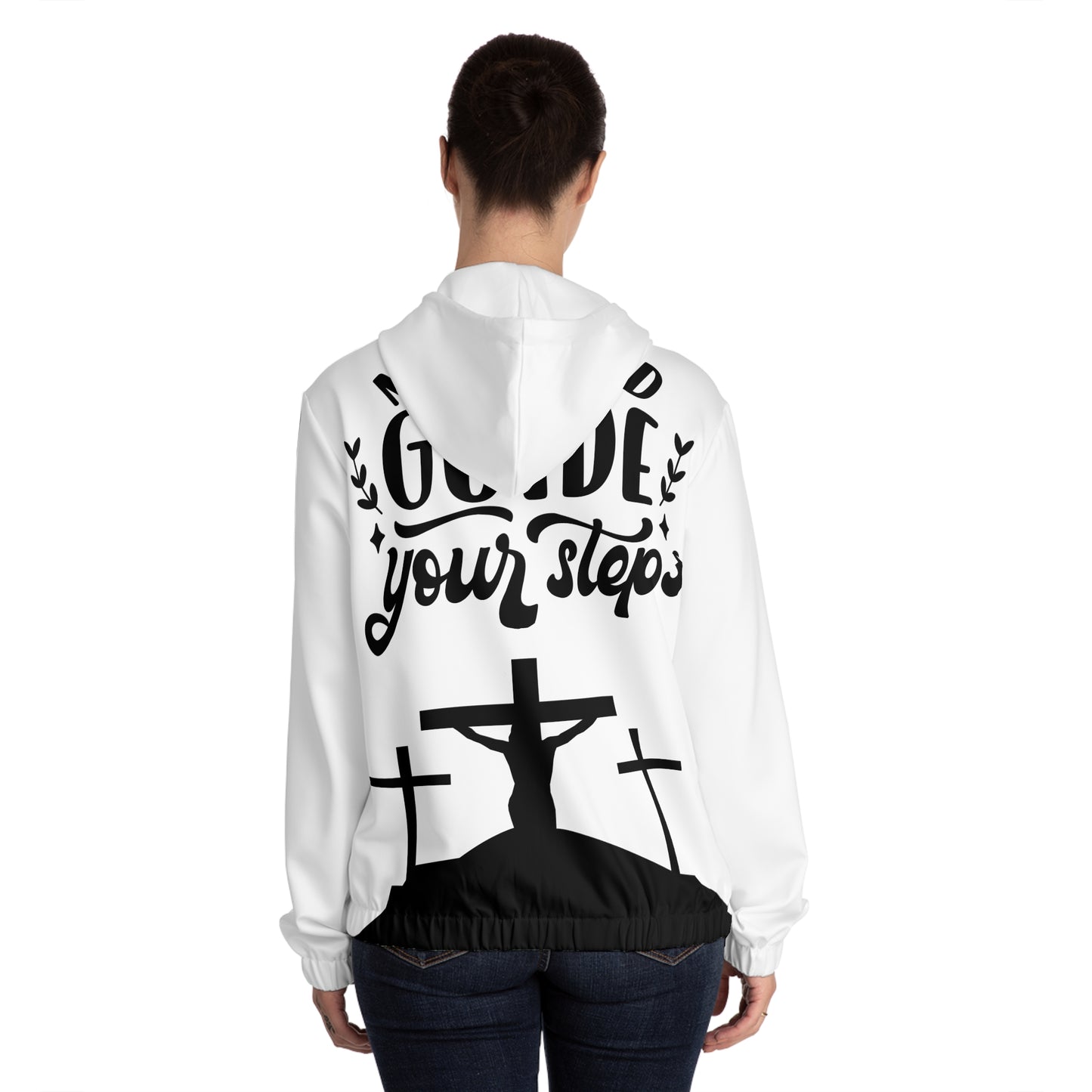 Women’s Full-Zip Hoodie - "May God Guide Your Steps" Inspirational Design