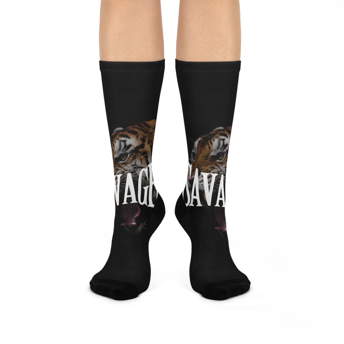 Savage Tiger Cushioned Crew Socks - Bold & Comfortable Footwear