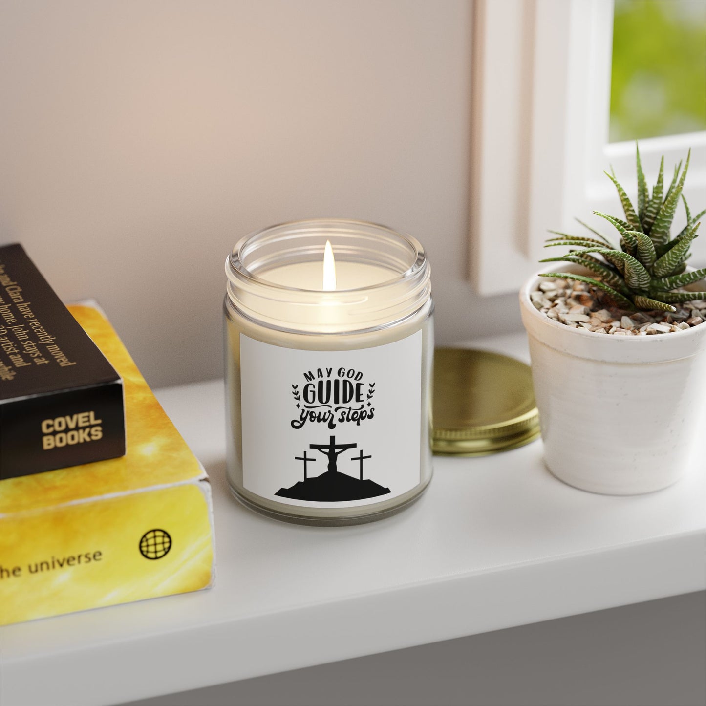 Scented Candle - 'May God Guide Your Steps' - Coconut Apricot Wax, 4oz & 9oz