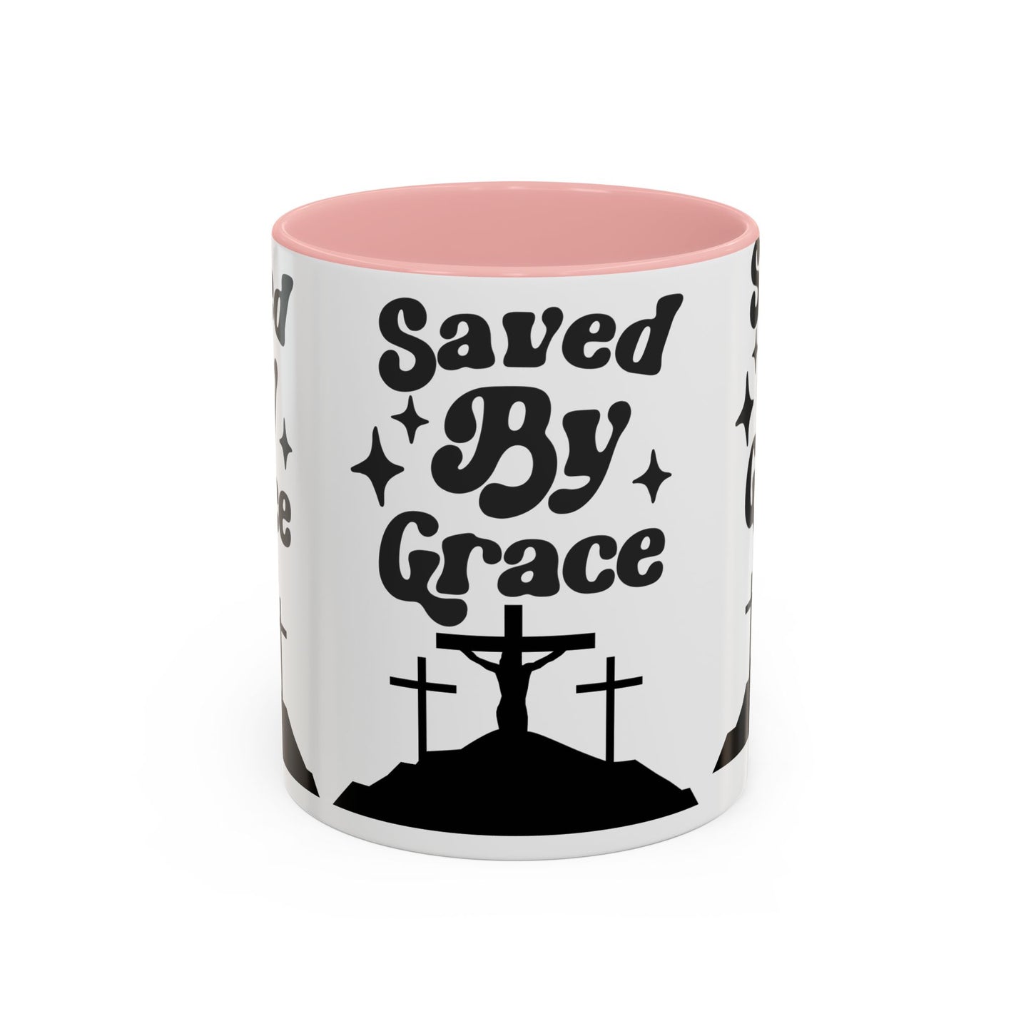 Saved By Grace Accent Coffee Mug - Inspirational Christian Gift (11, 15oz)